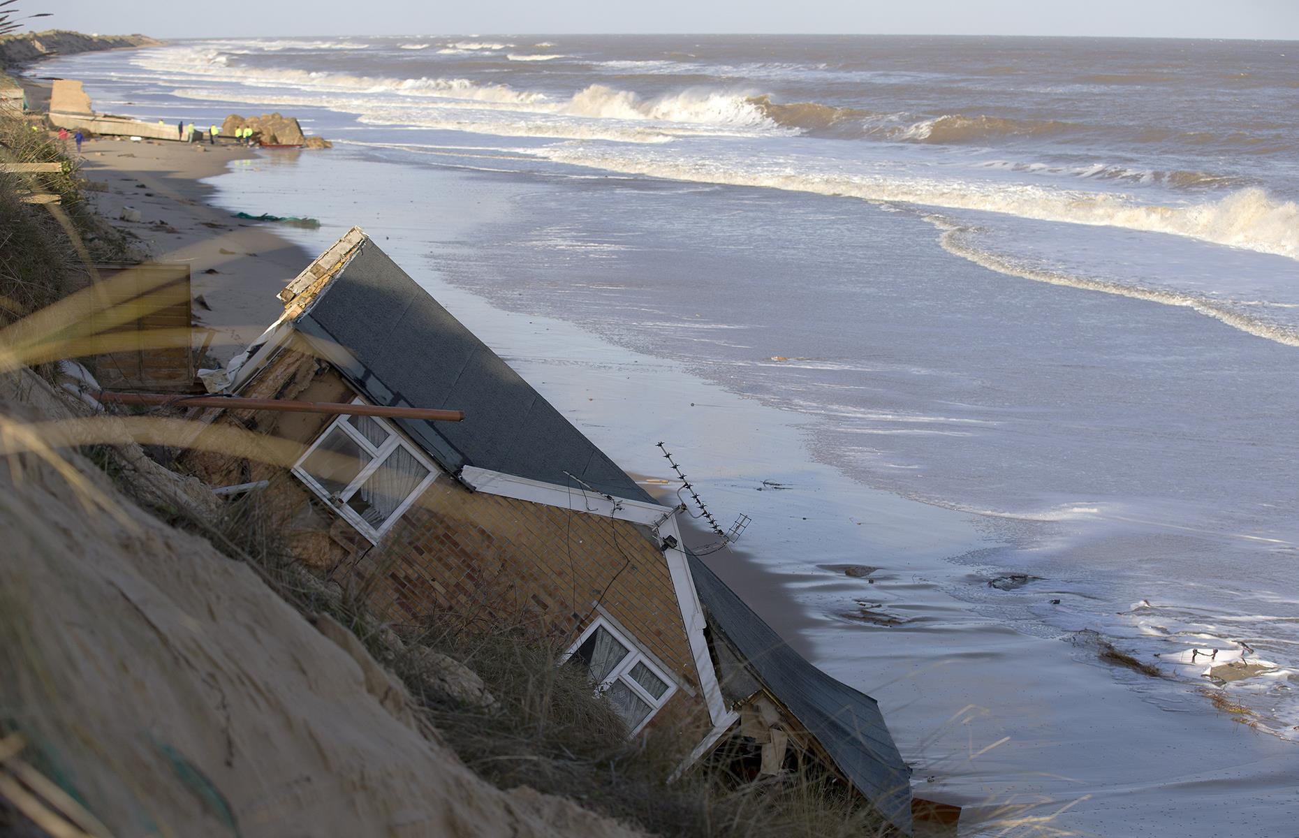 Homes swept into the sea