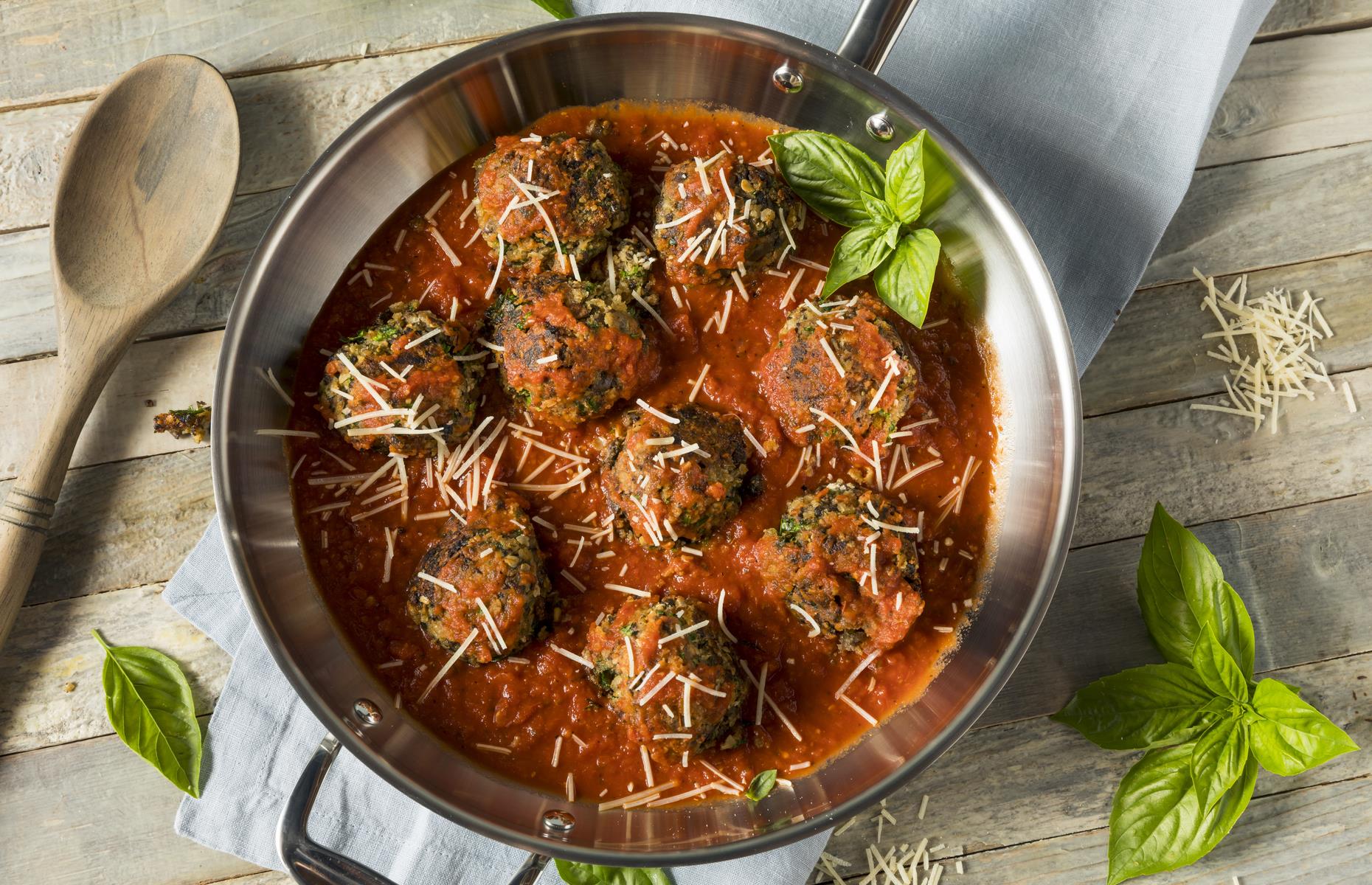 12. Vegetarian meatballs with marinara sauce