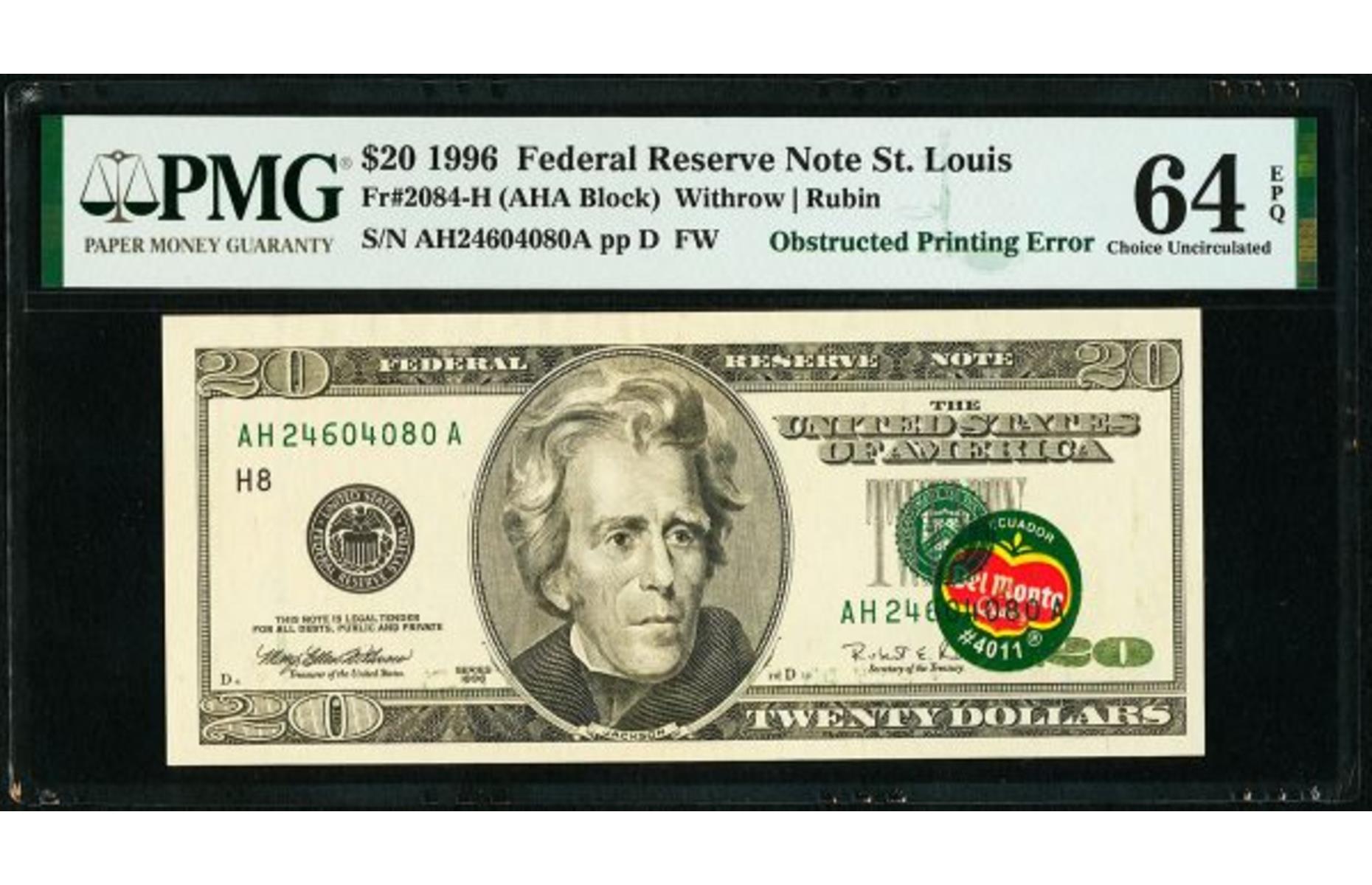 2004 Del Monte $20 bill: $396,000