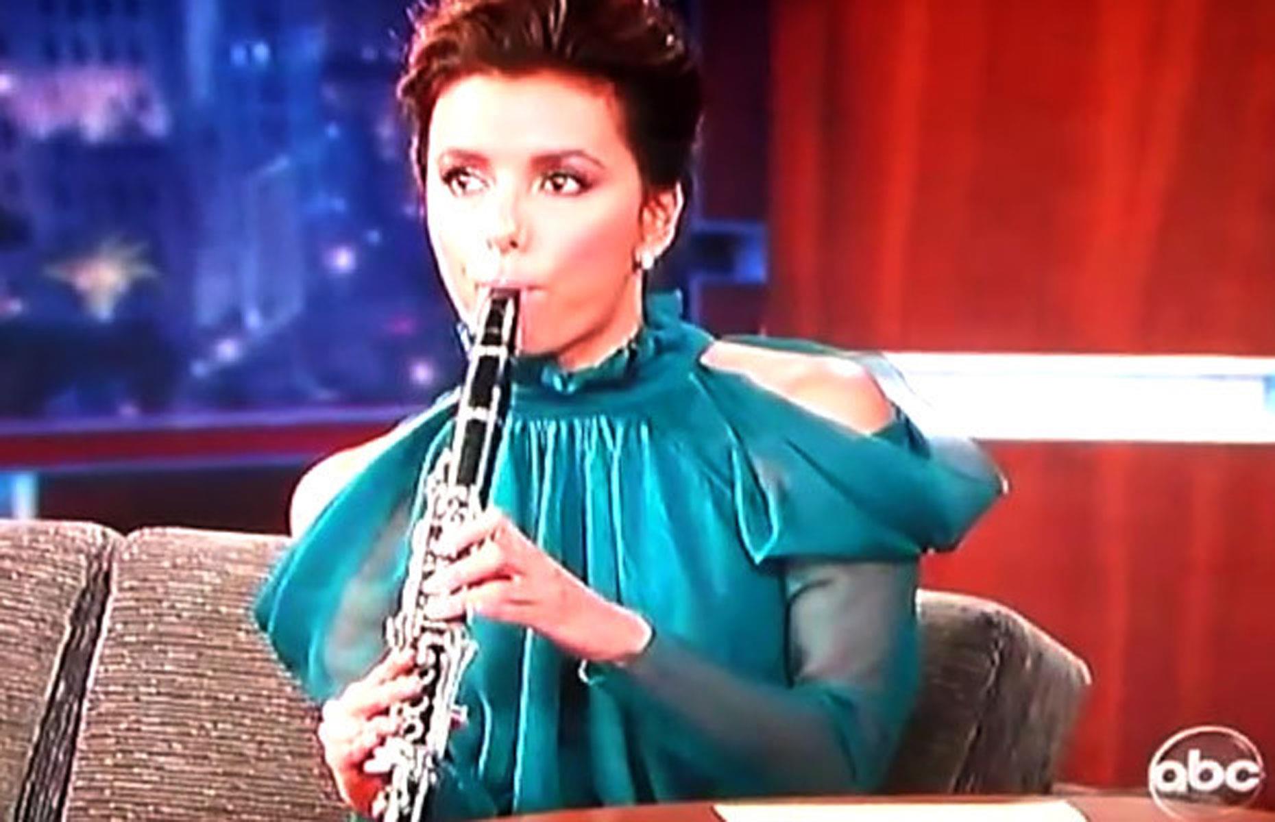 Eva Longoria plays the clarinet 