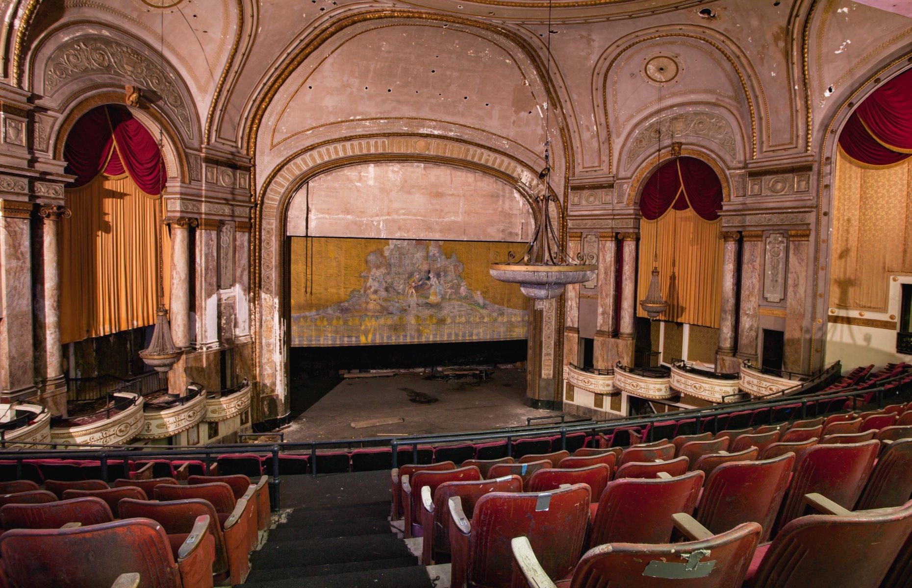 Crumbling neo-Renaissance theatre in New Orleans, Louisiana