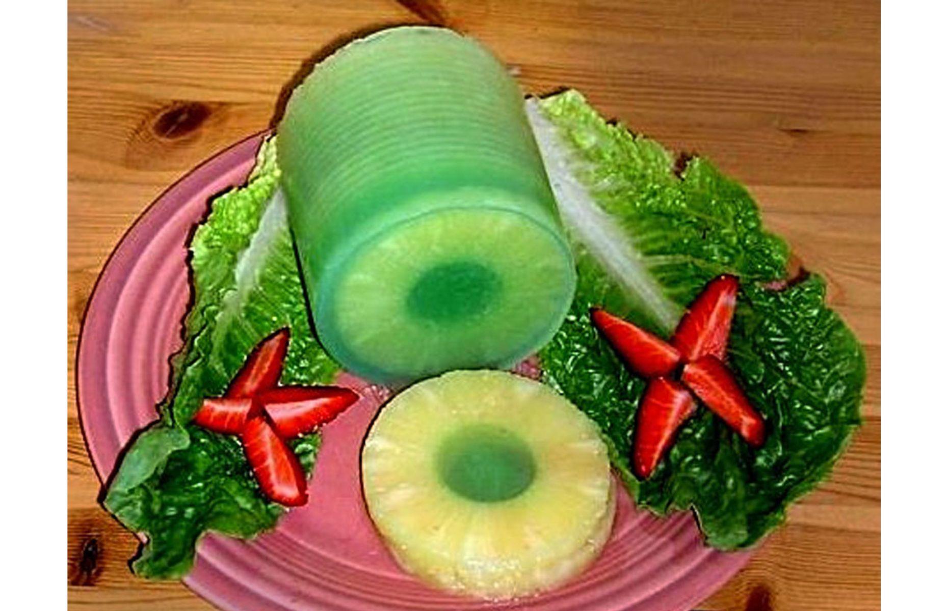 22. Lime Jell-O in a pineapple can