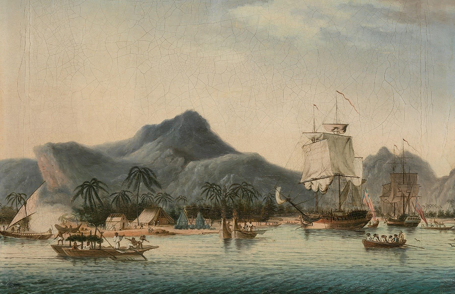 1769: Captain Cook's men witness surfing in Tahiti