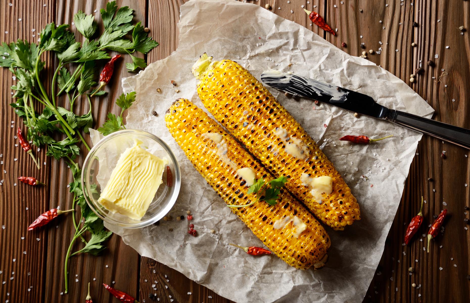 Barbecued sweetcorn with smoky butter