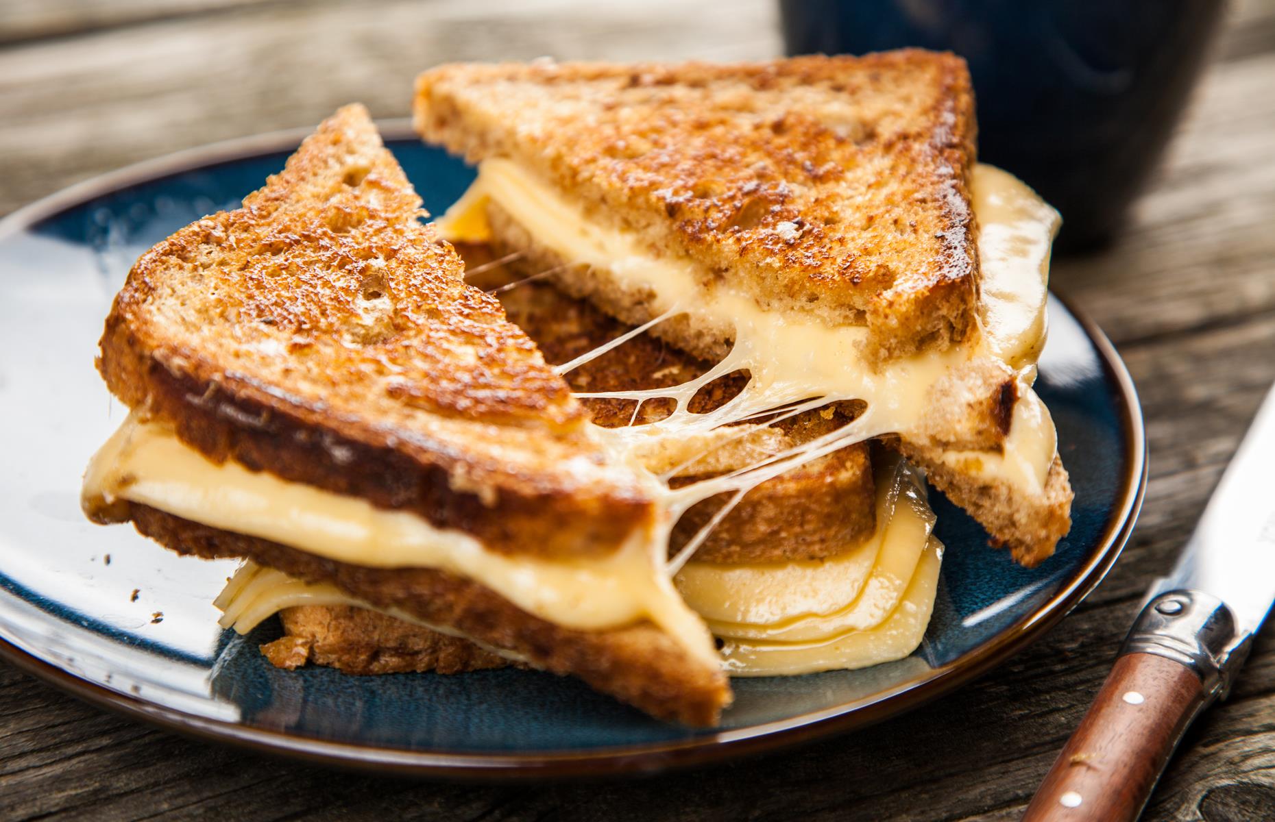 Caramelised onion and three cheese toastie