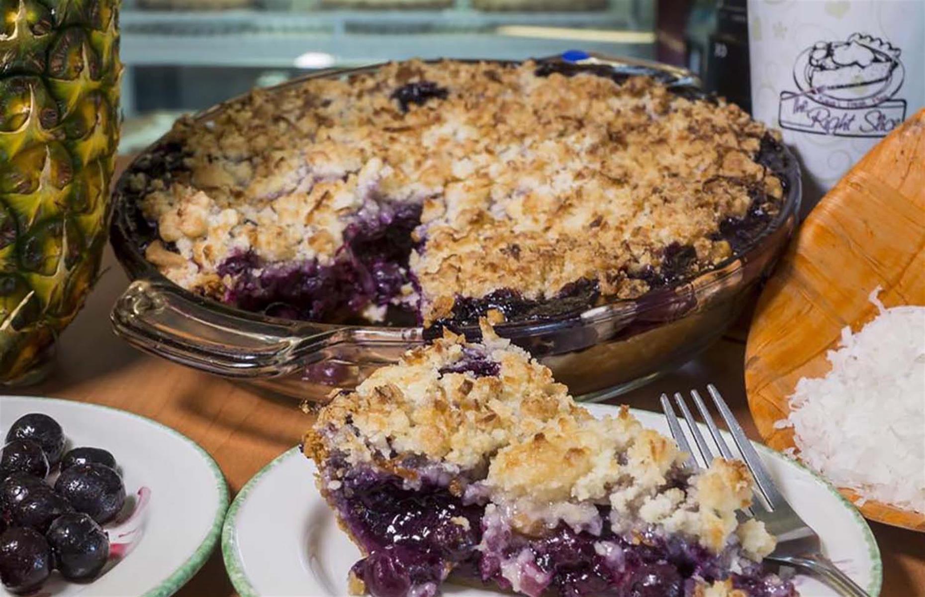 Hawaii: blueberry piña colada pie, The Right Slice, Kalaheo
