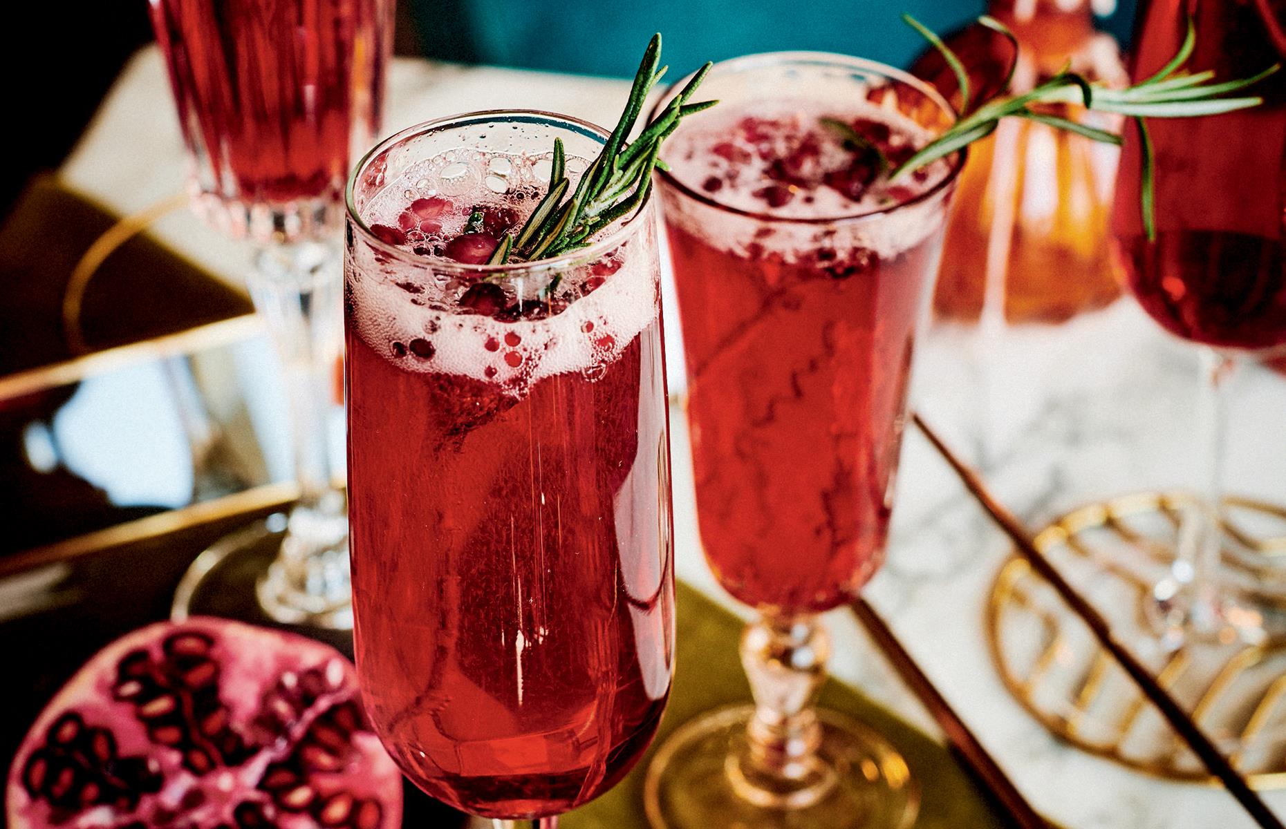 Drink: rosemary and pomegranate fizz
