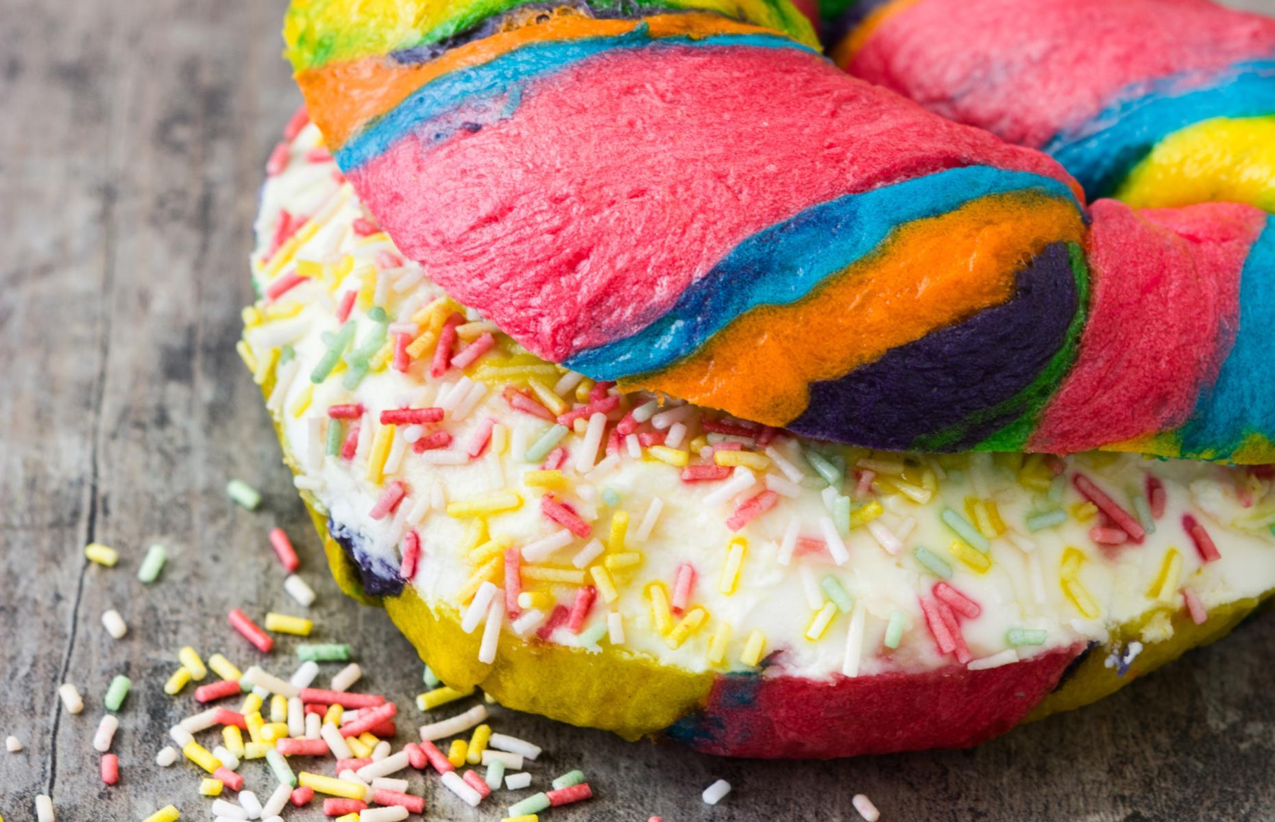 6. Rainbow bagels