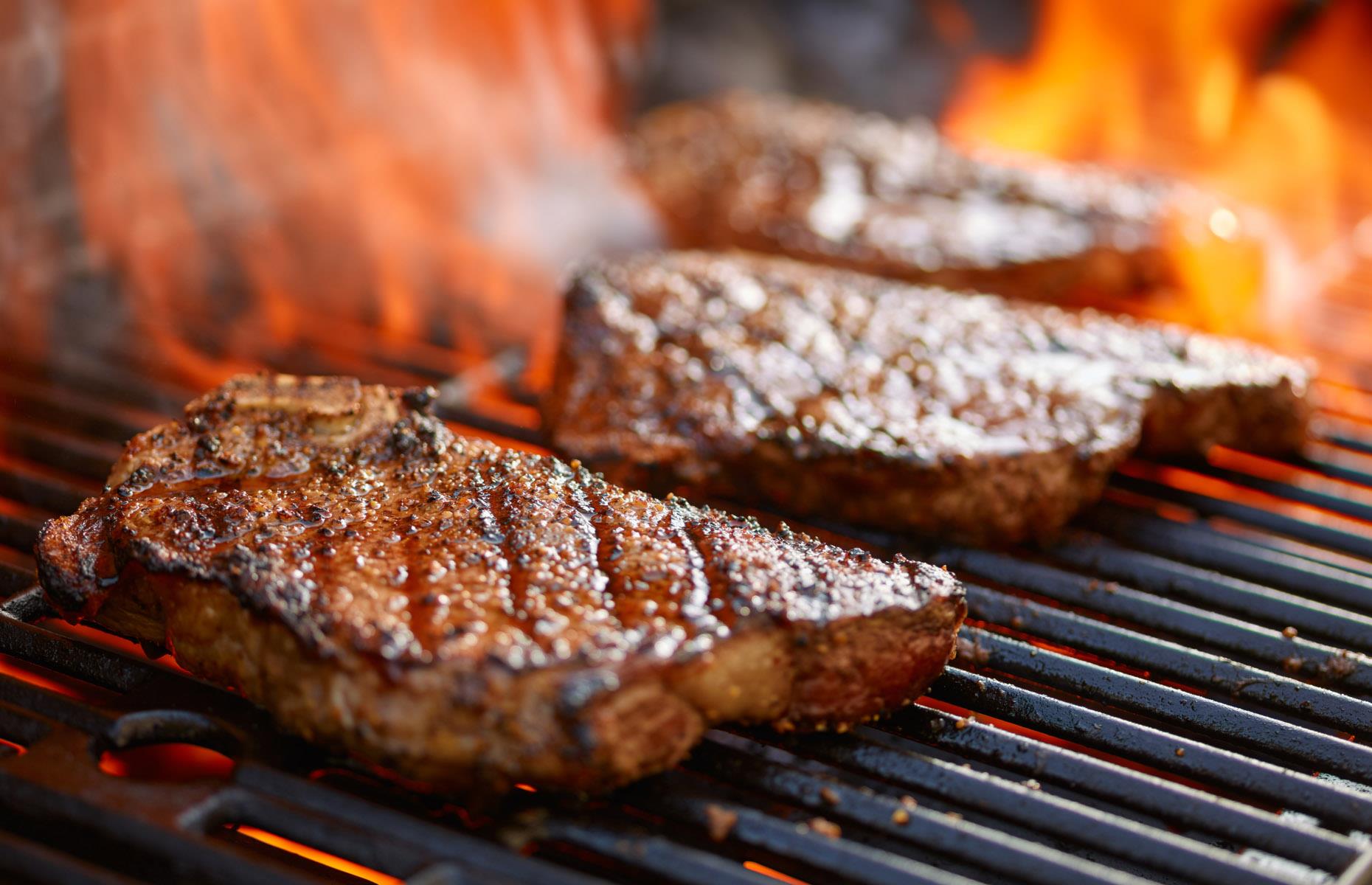 Grill steak on a medium flame