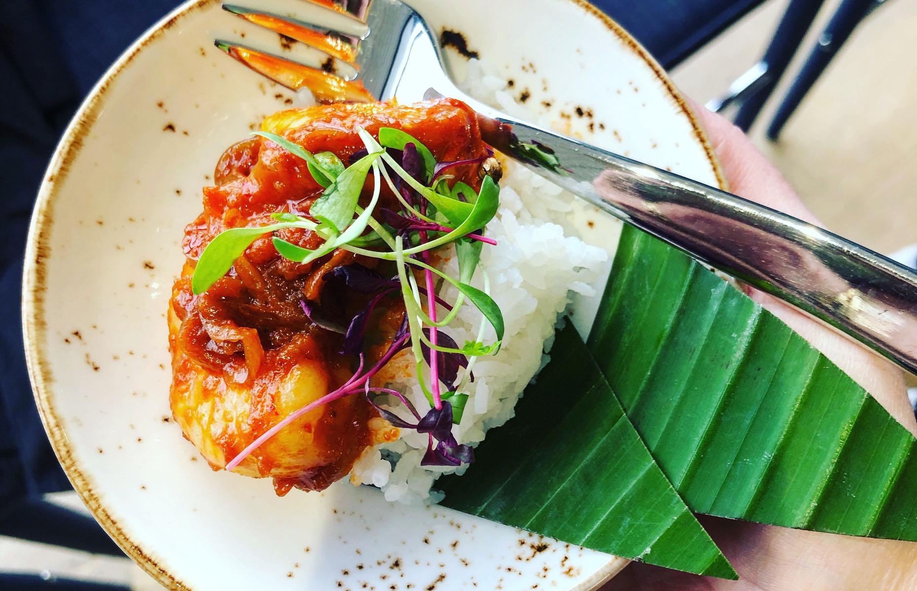 Prawn sambal and nasi lemak