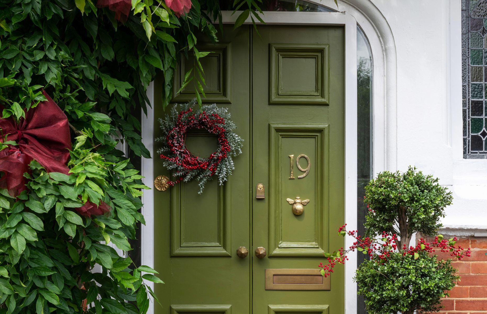 Hang a front door wreath