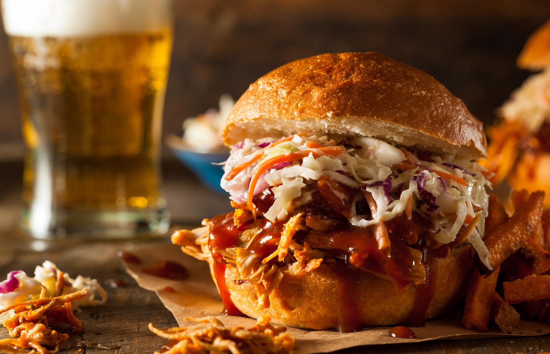 Shredded chicken burger