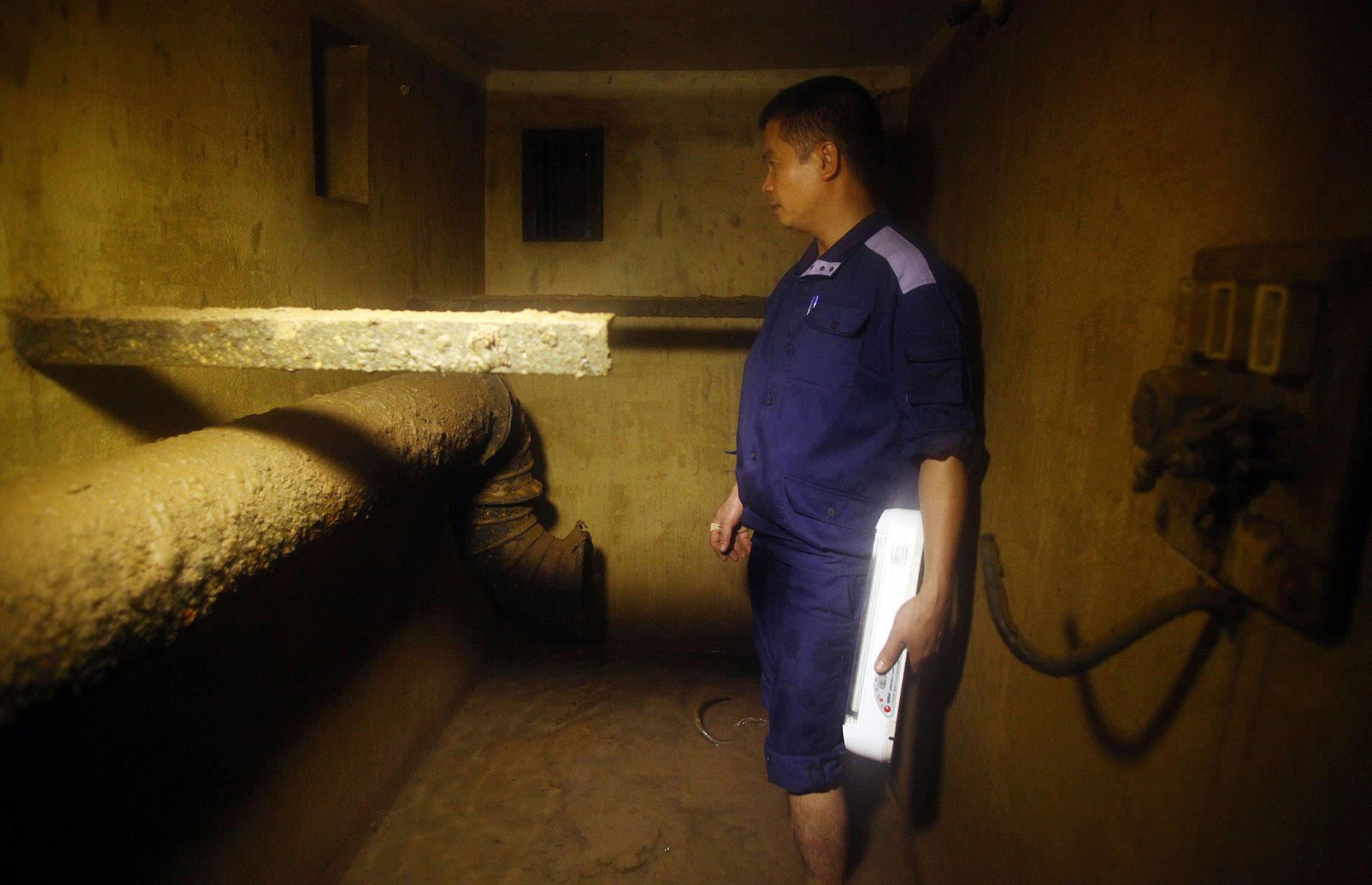 Bomb shelter beneath a hotel, Hanoi, Vietnam 