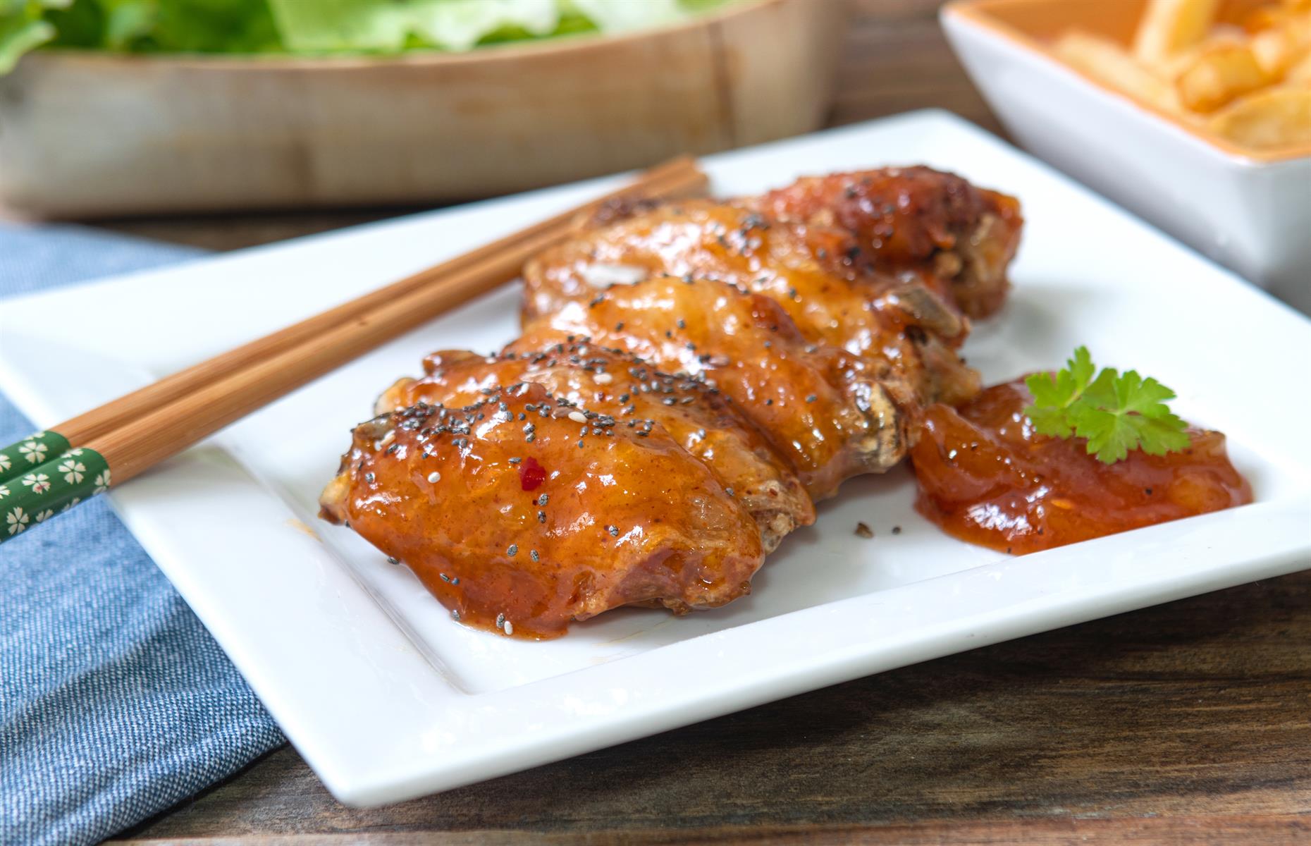 Mango chutney and lime wings