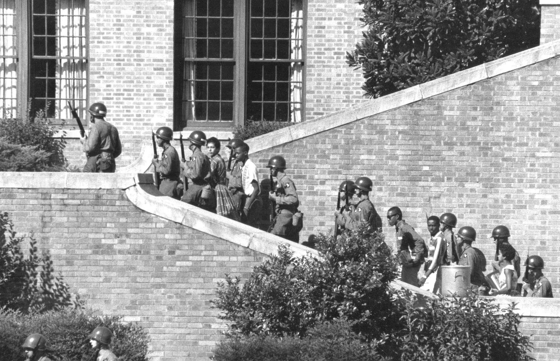 1957: Federal troops escort the Little Rock Nine