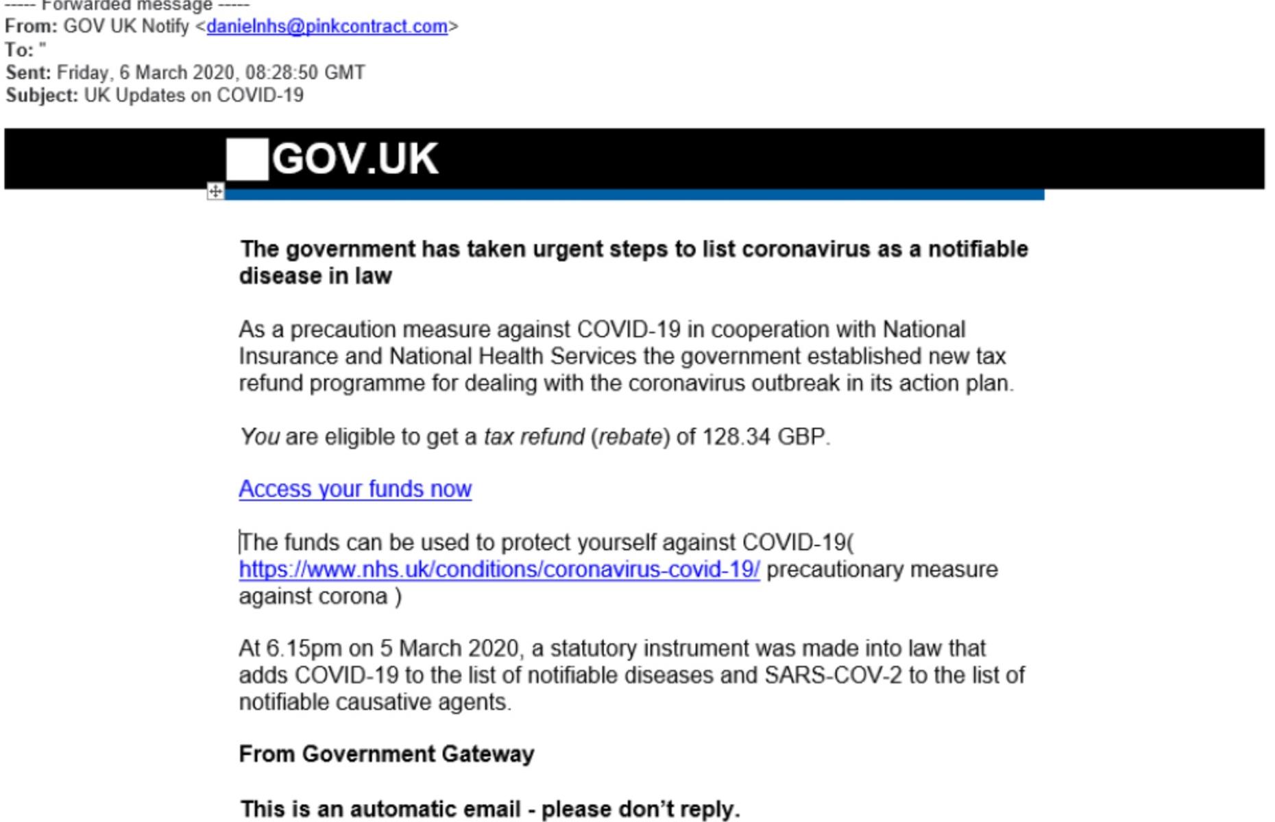The scam: UK government coronavirus scams
