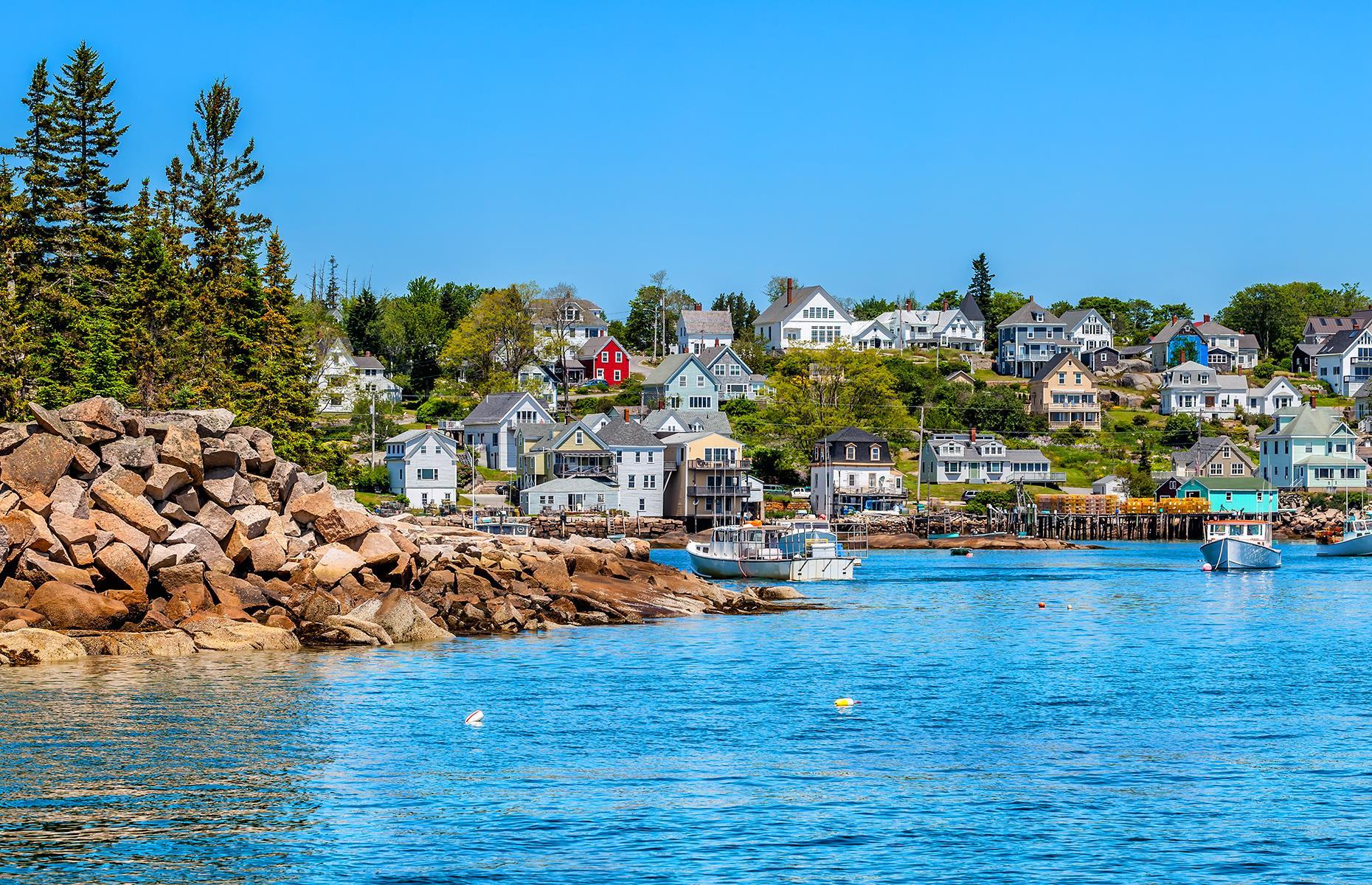 Нова англия. Нью Инглэнд город. Стонингтон (остров). Maine New England. Seaside Town.