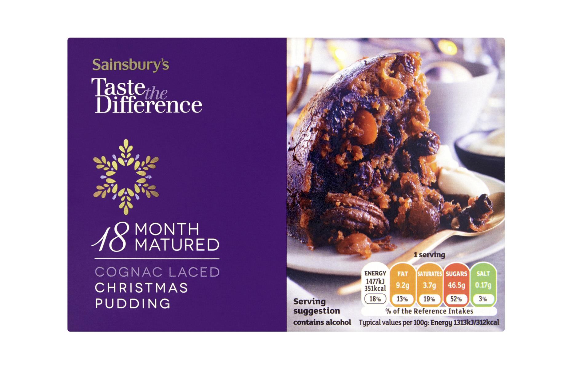 Sainsbury’s 18 Month Matured Cognac Laced Christmas Pudding, £9 (900g)