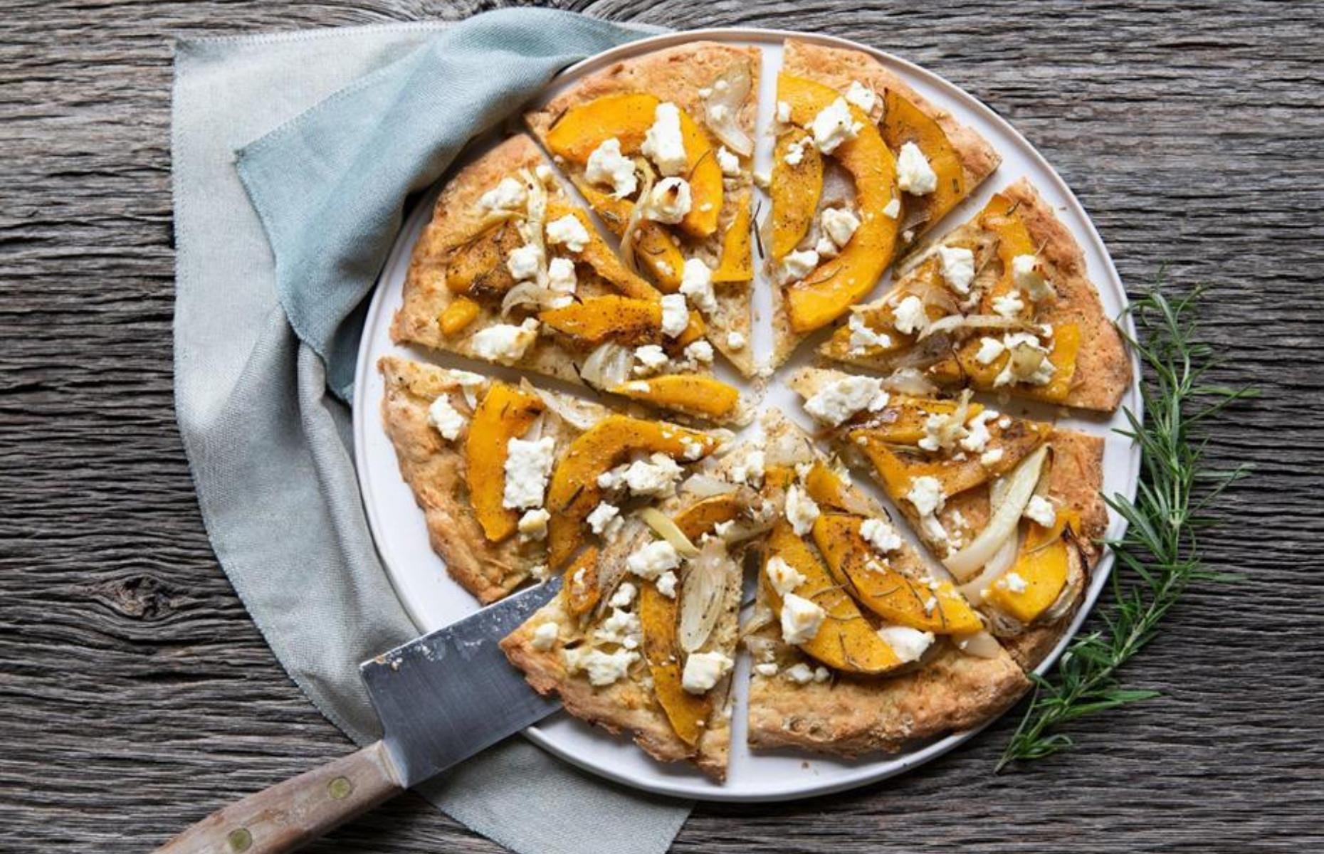 Butternut squash and feta pizza