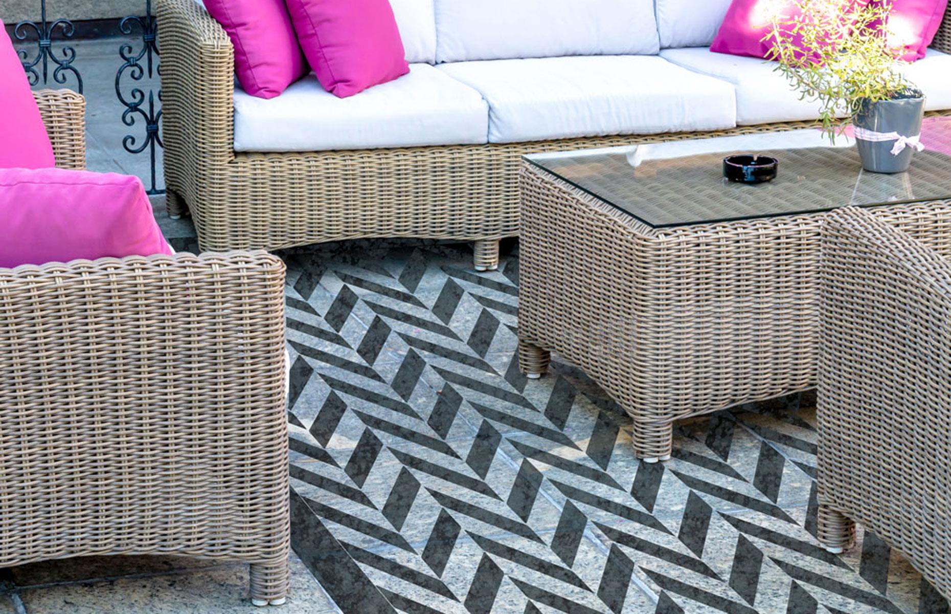 Paint a tiled terrace floor