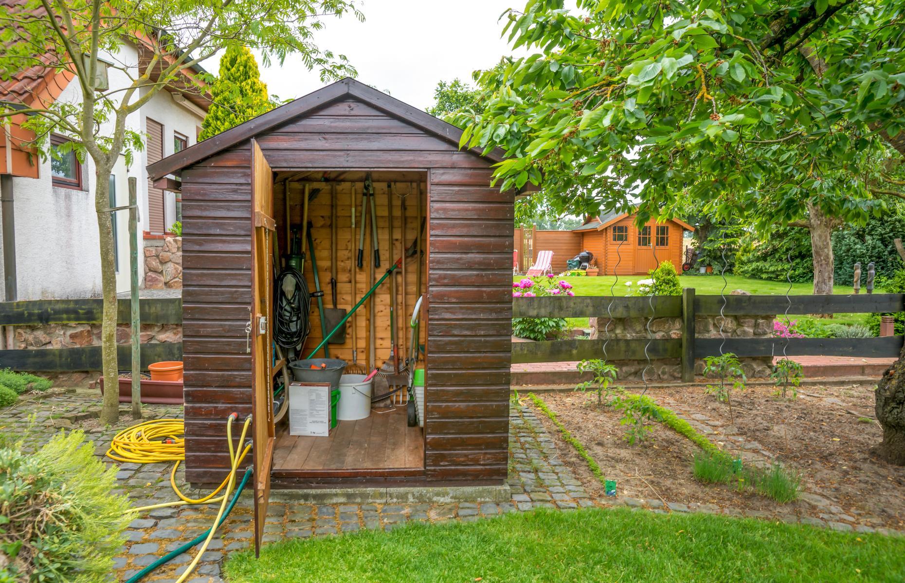 The sculpture propping open a shed