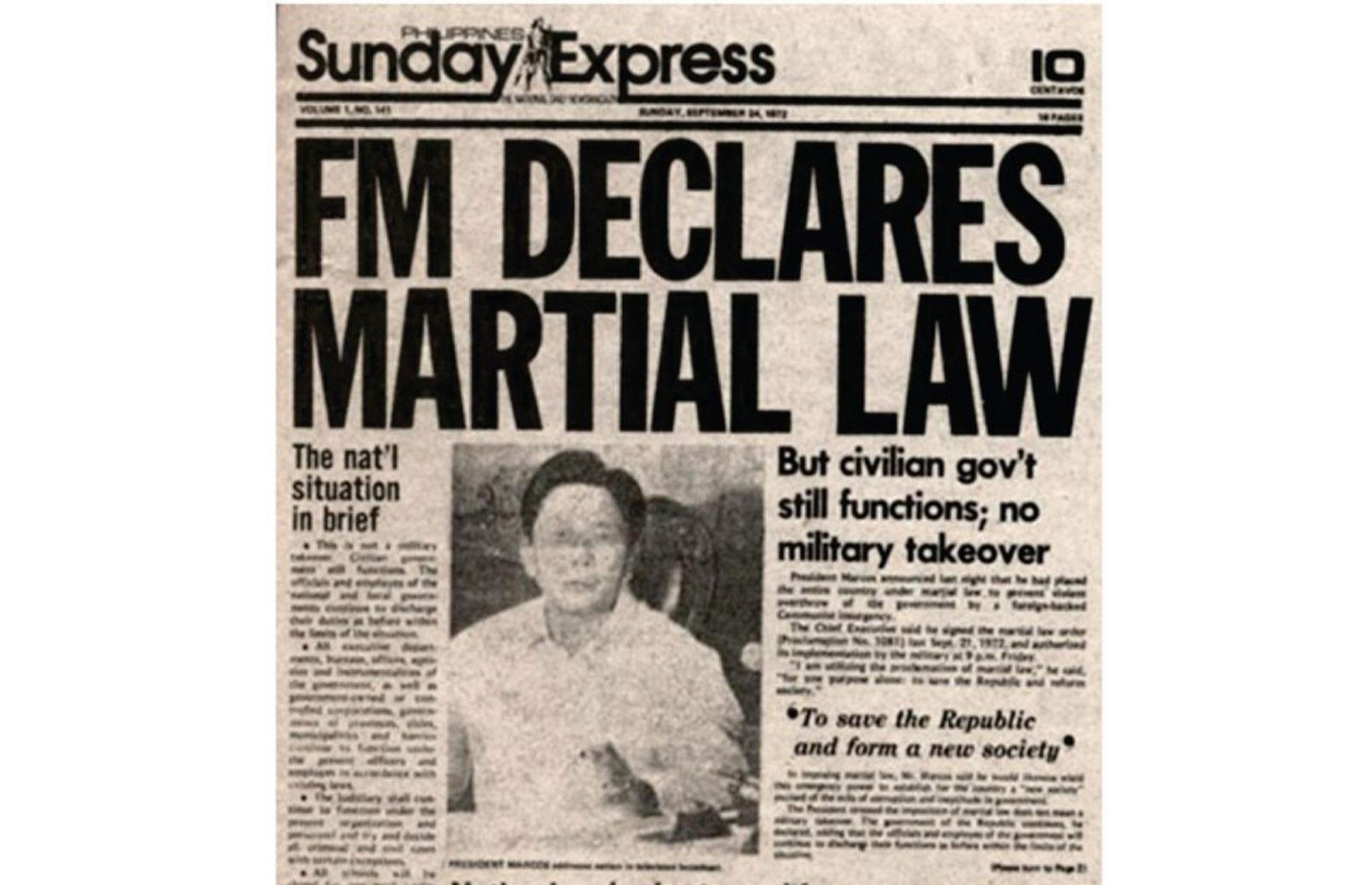 Declaration of martial law 