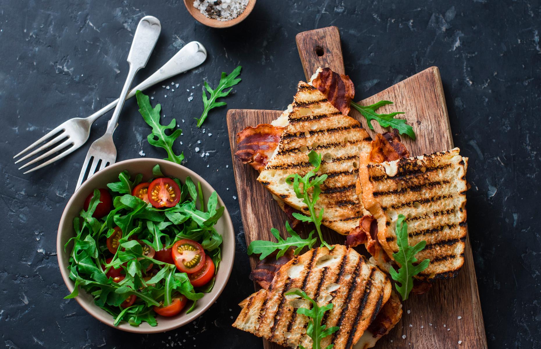 Avocado and smoked bacon toastie