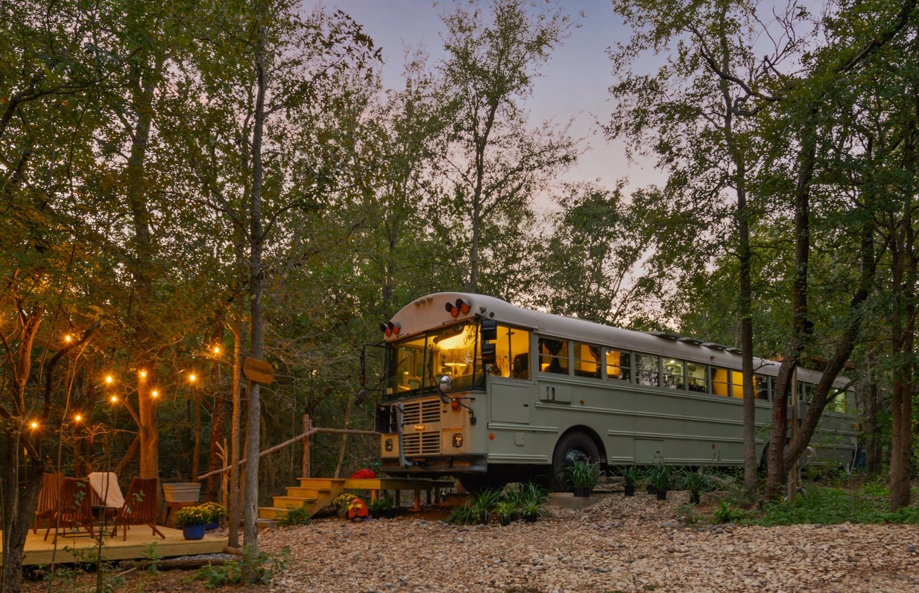 Retro school bus, Texas, USA