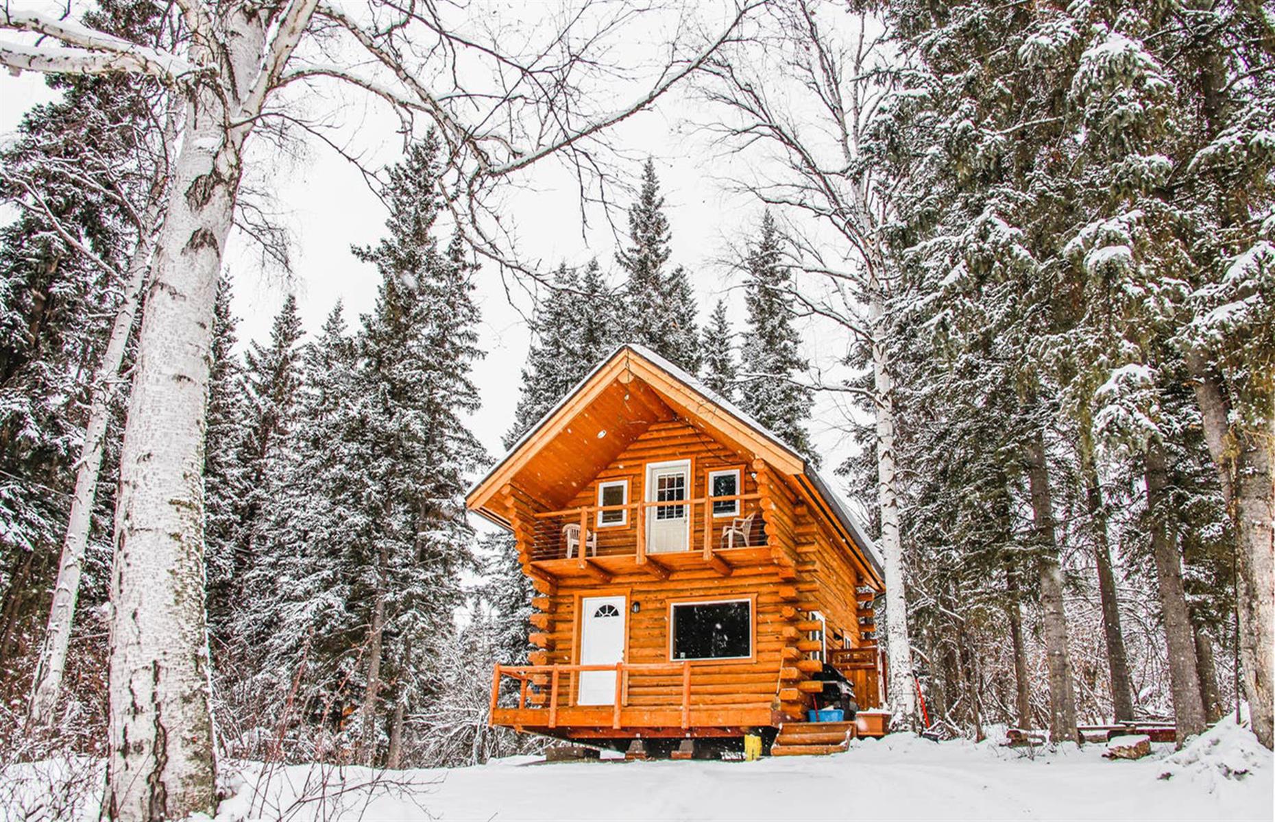 Alaska: log cabin, Fairbanks