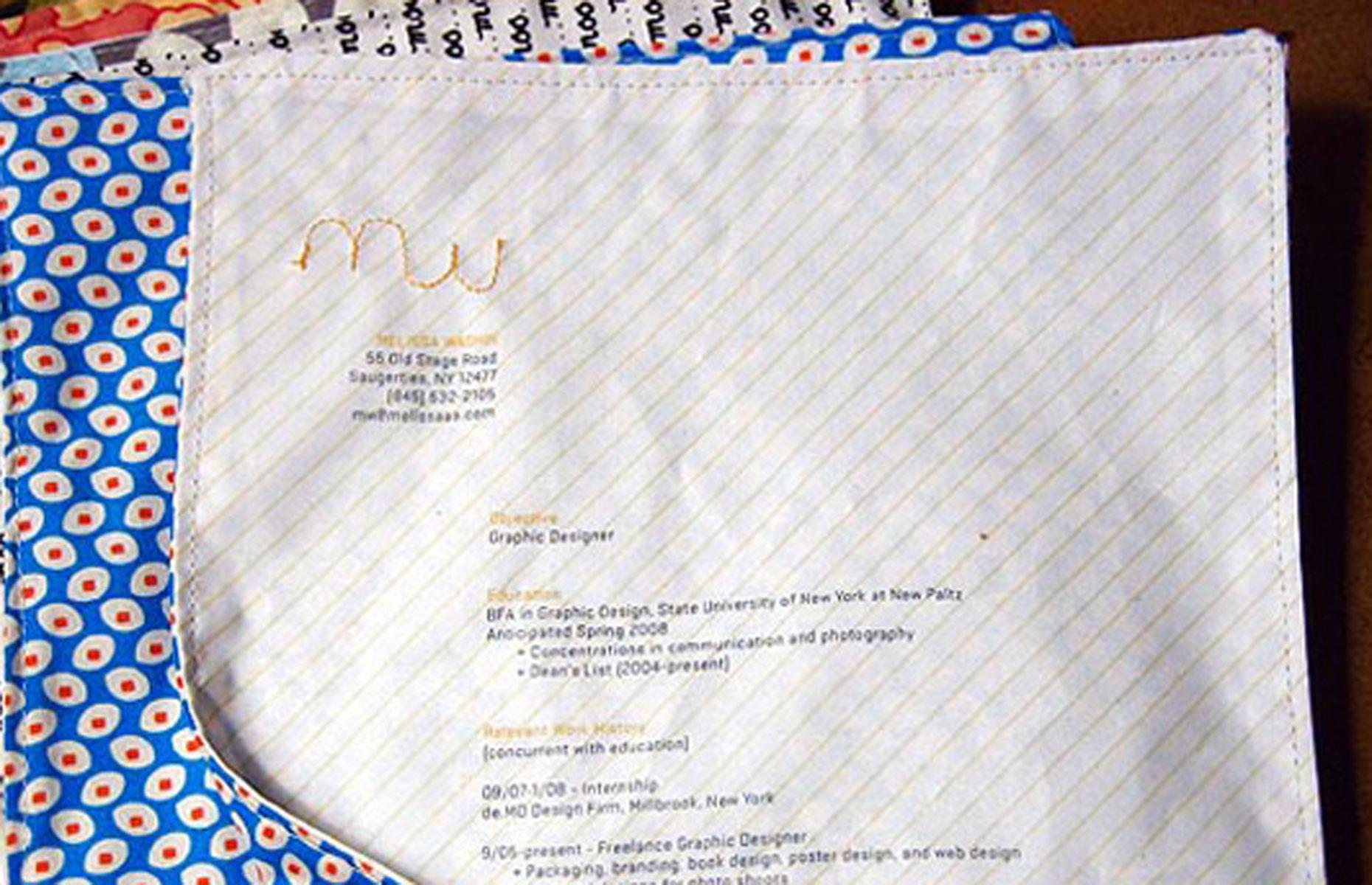 Melissa's hand-crafted resume 