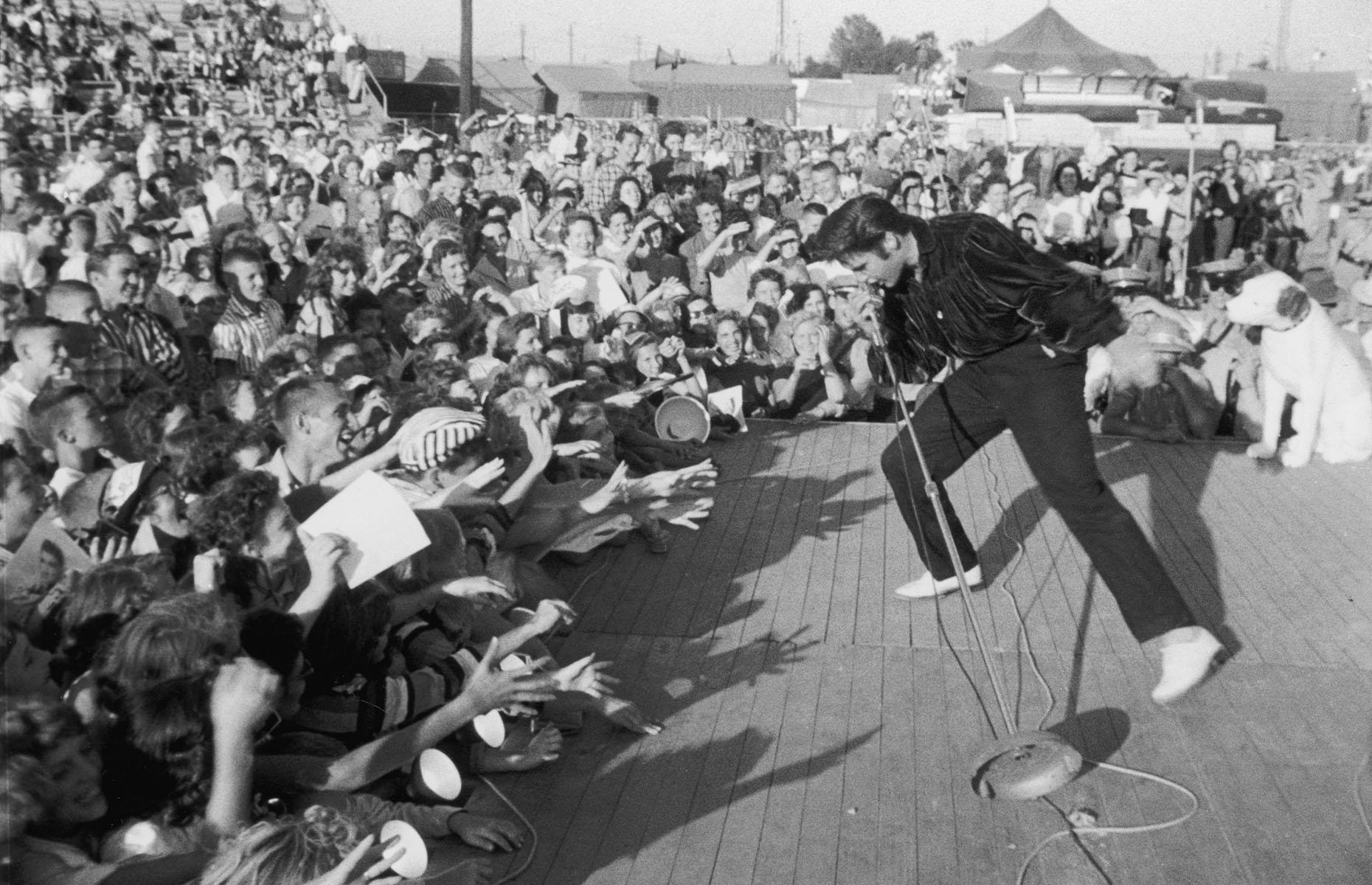 Elvis playing in Tupelo, Mississippi, USA, 1956