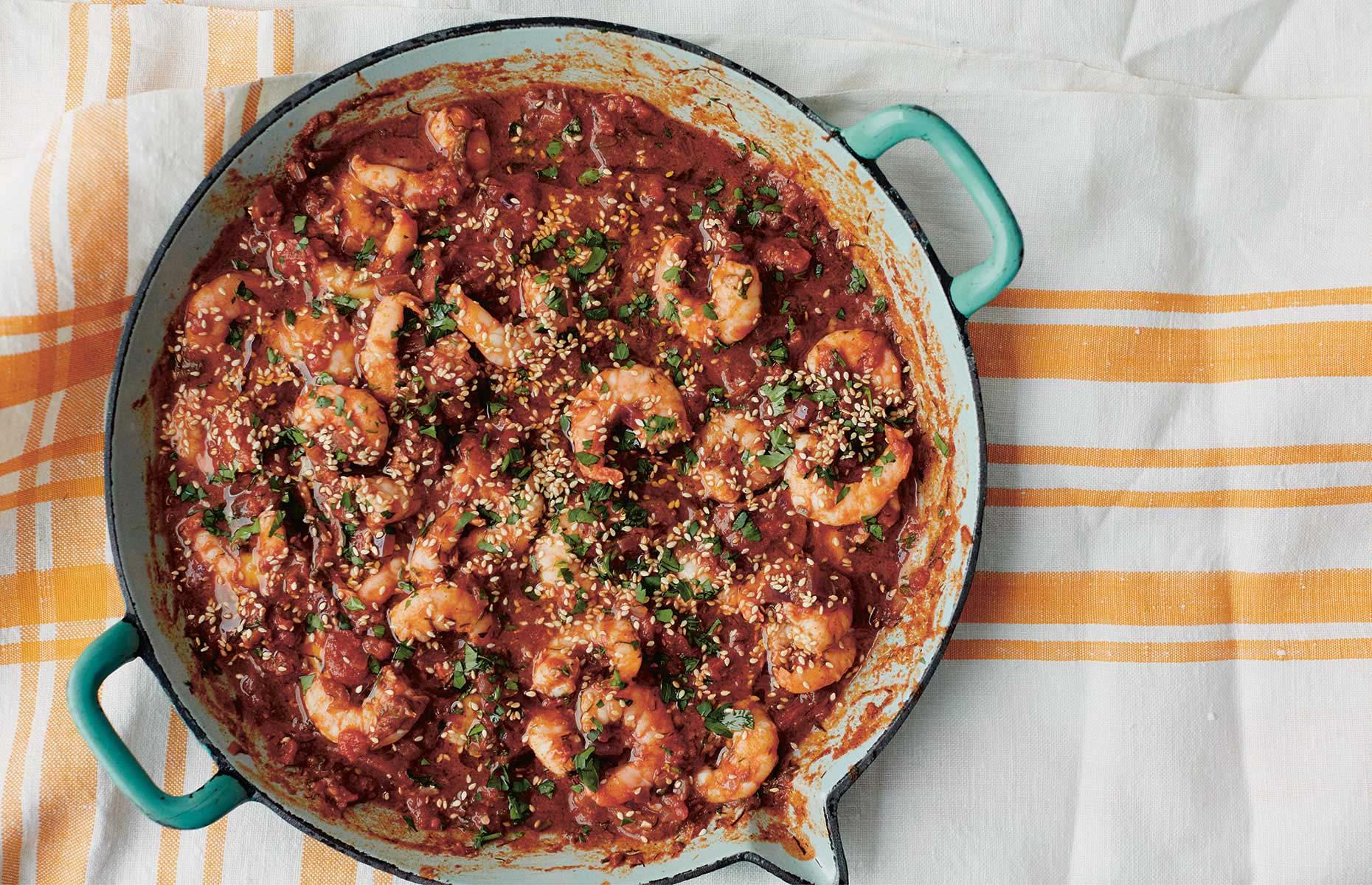 Spicy prawn and tomato stew 