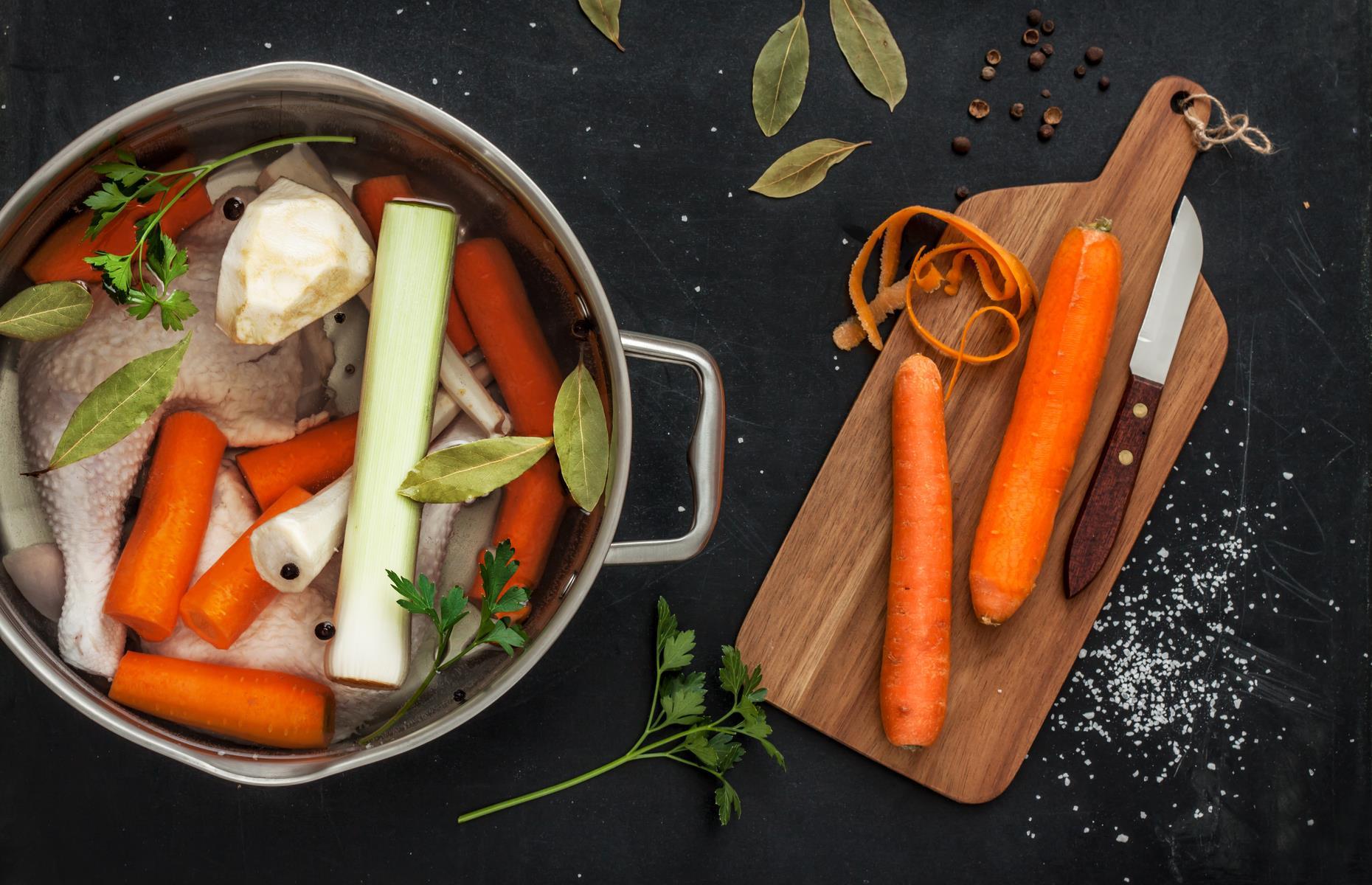 Set aside vegetable scraps for stock