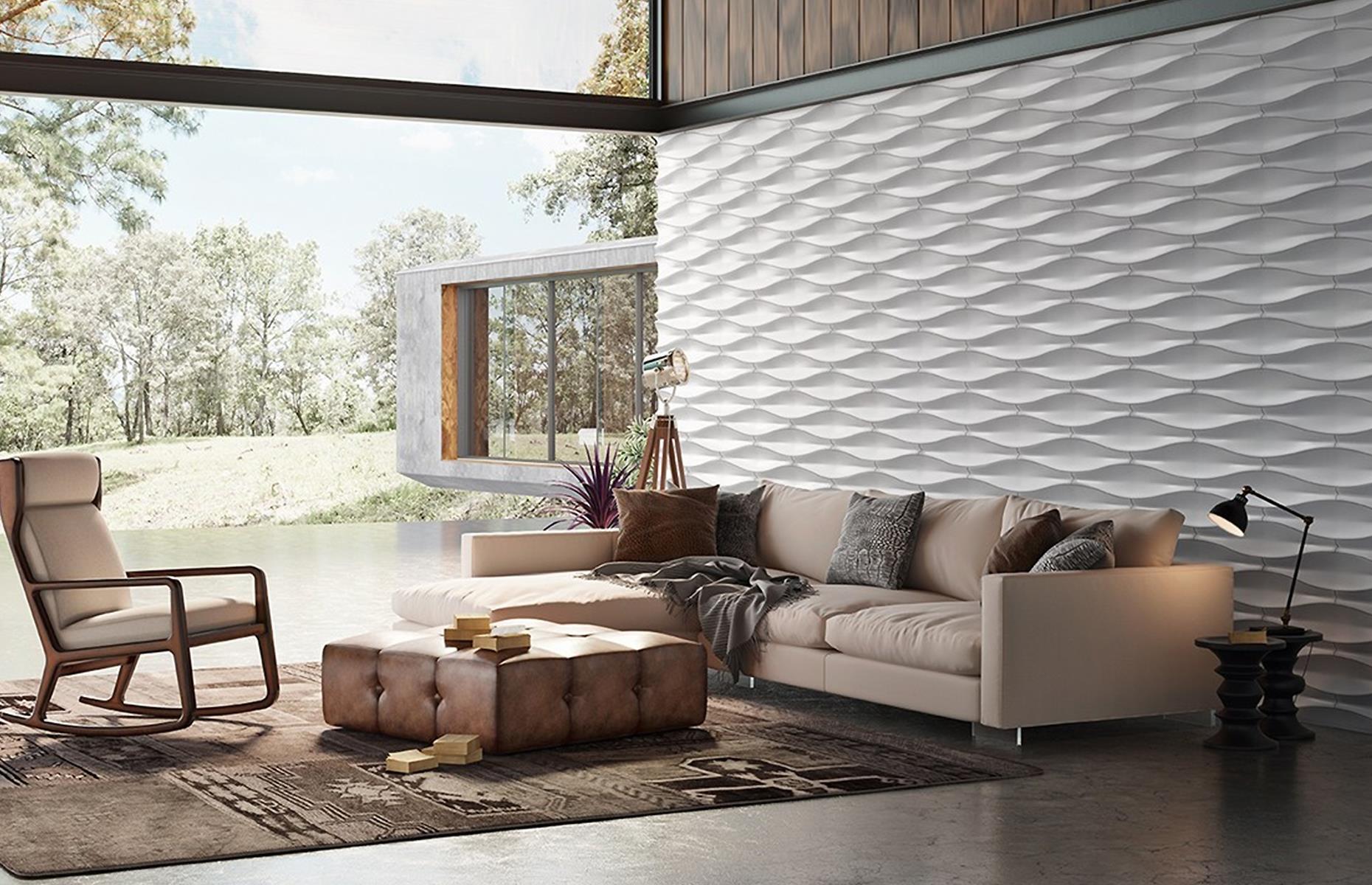 Create movement with faux stone cladding