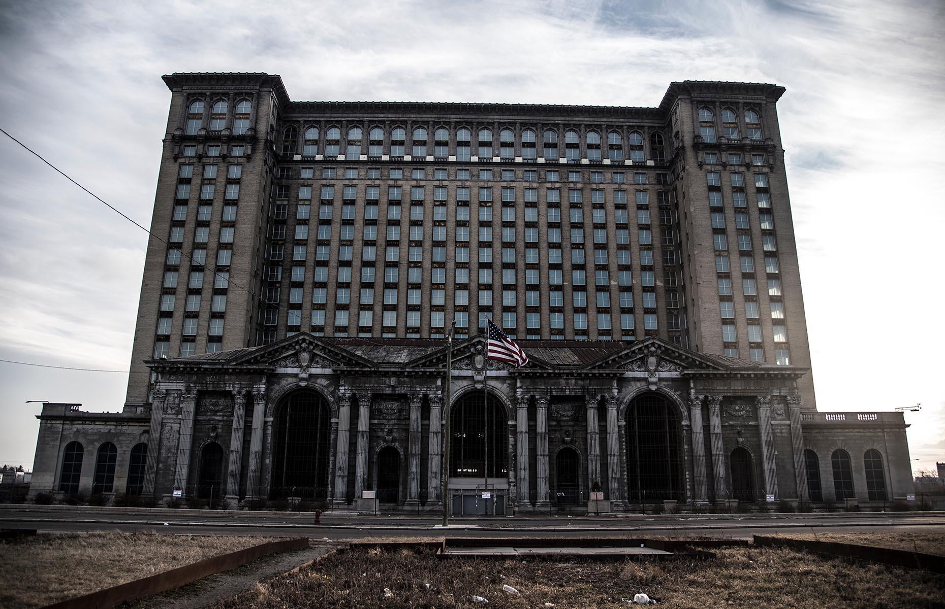 Then: Michigan Central Train Station, Detroit, USA
