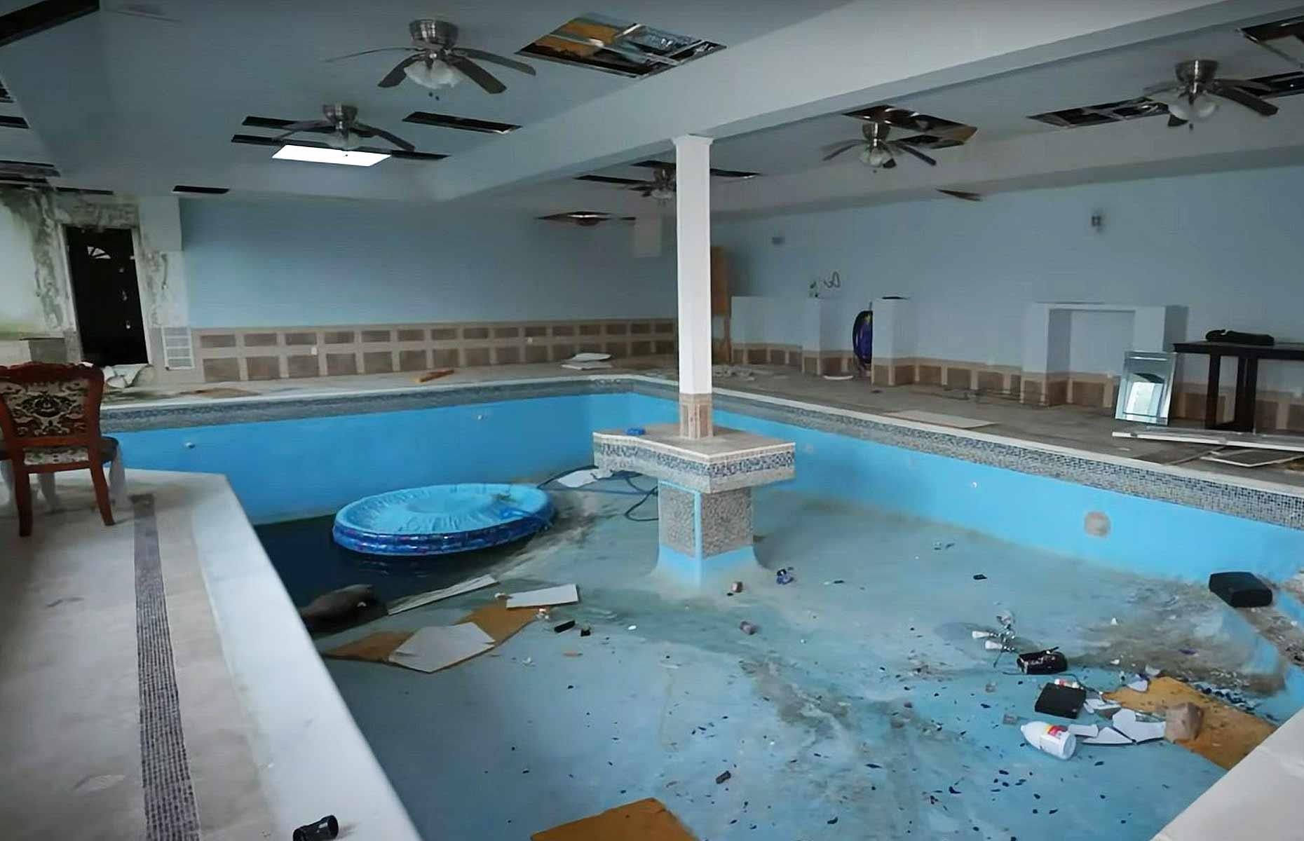 1970s castle mansion: forlorn swimming pool