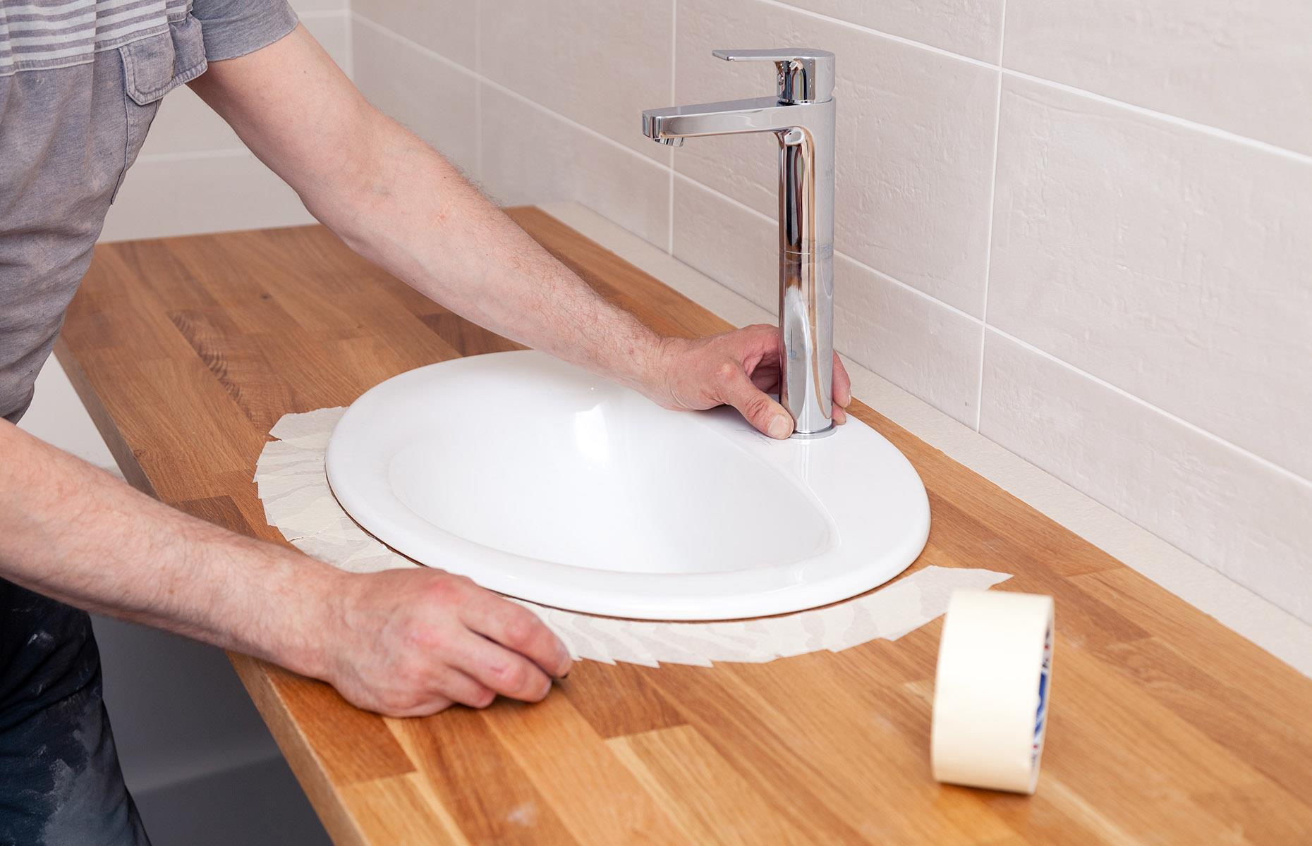 Use masking tape for sealant and caulking
