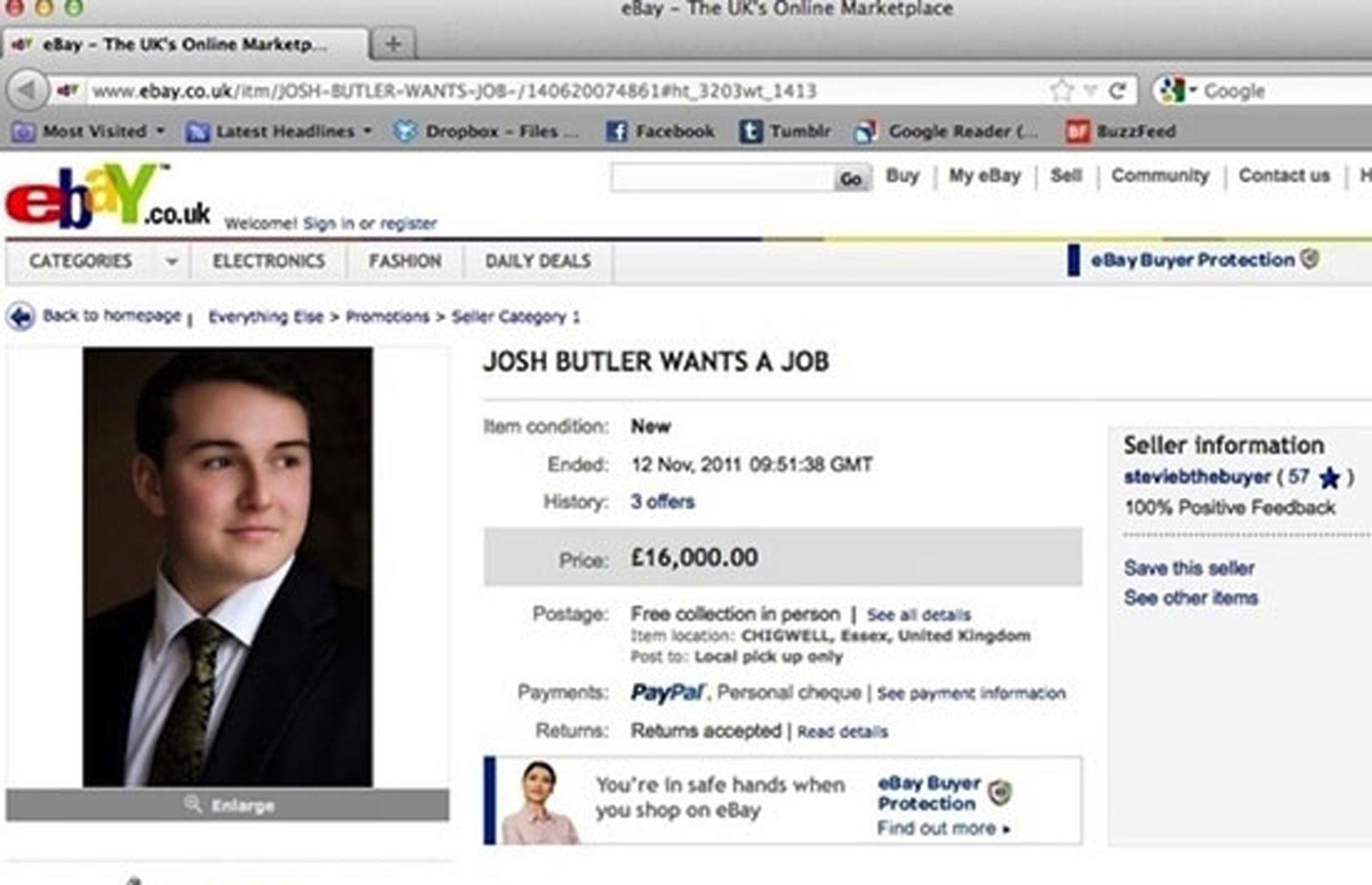 Josh's eBay auction