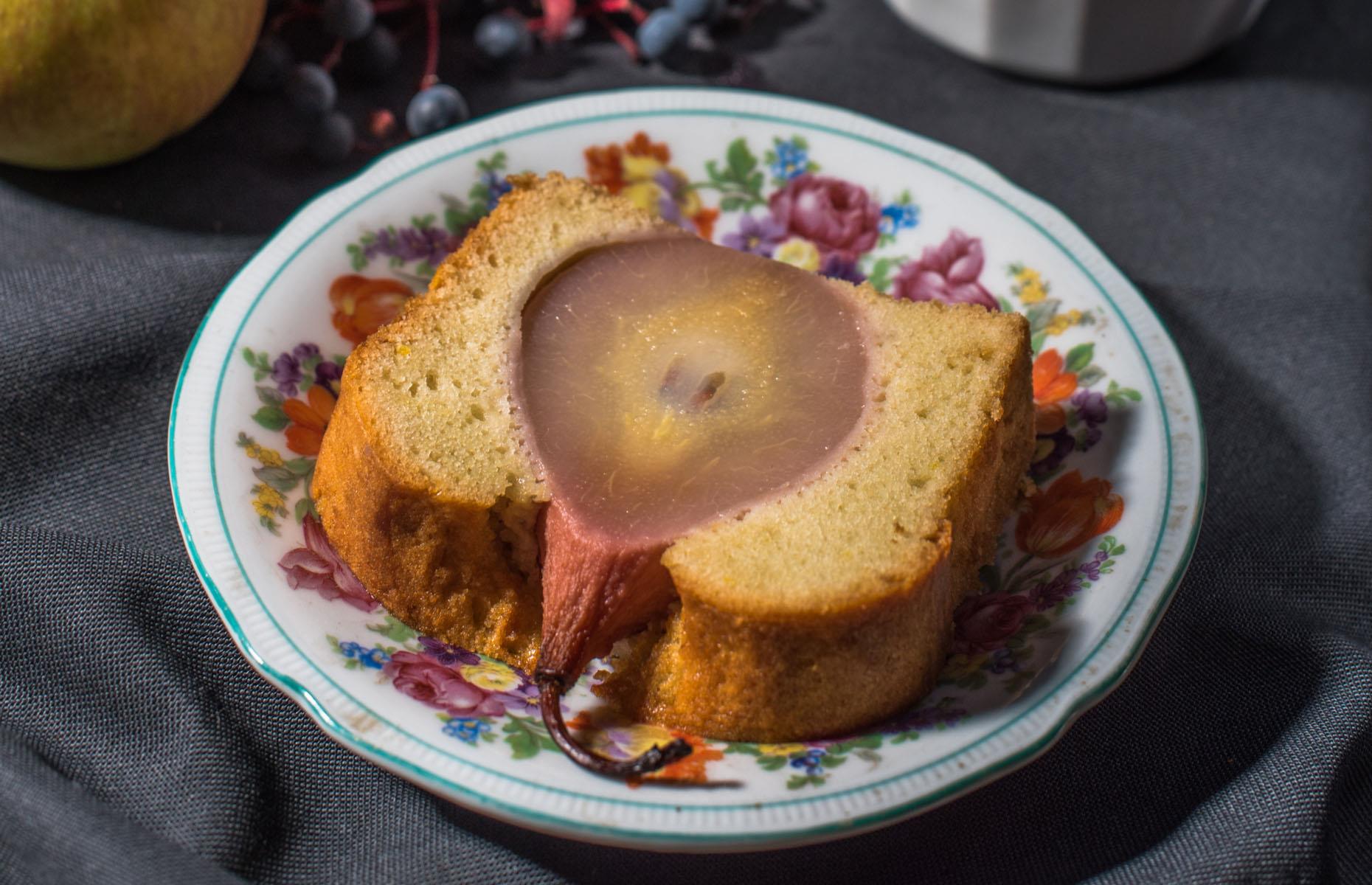 26. Mulled wine and pear sticky ginger cake