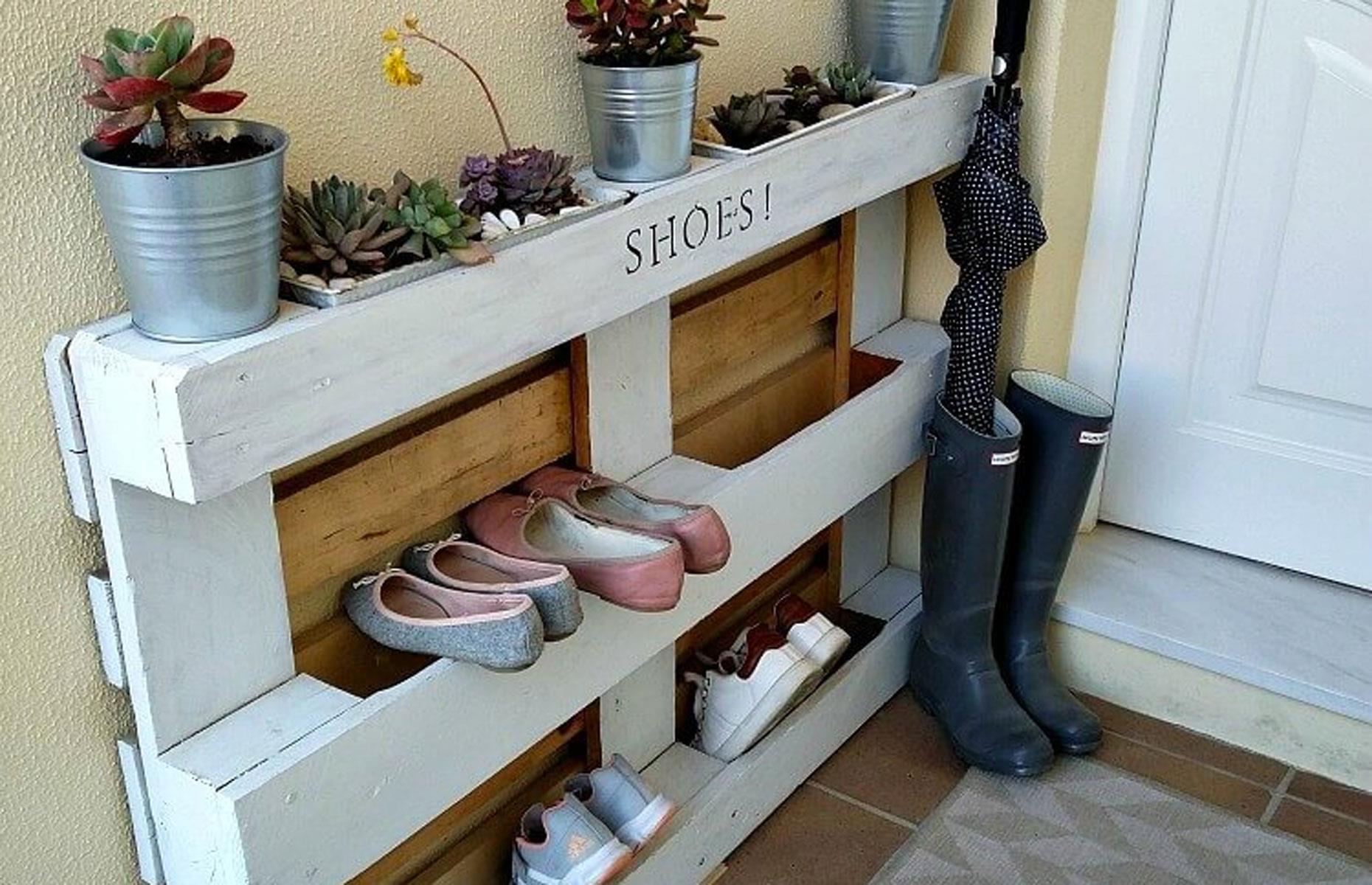 Tidy up with pallet shoe storage