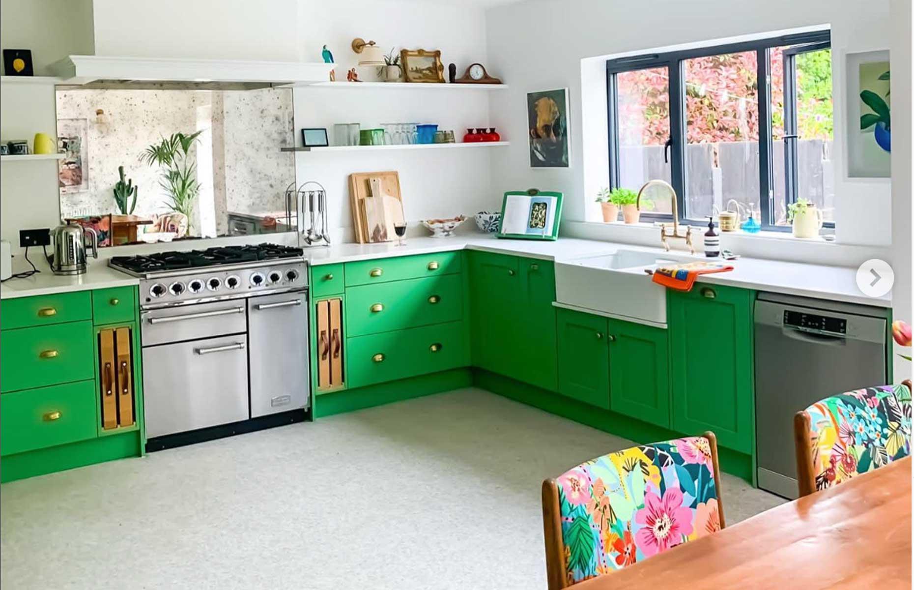 Fresh green and white kitchen