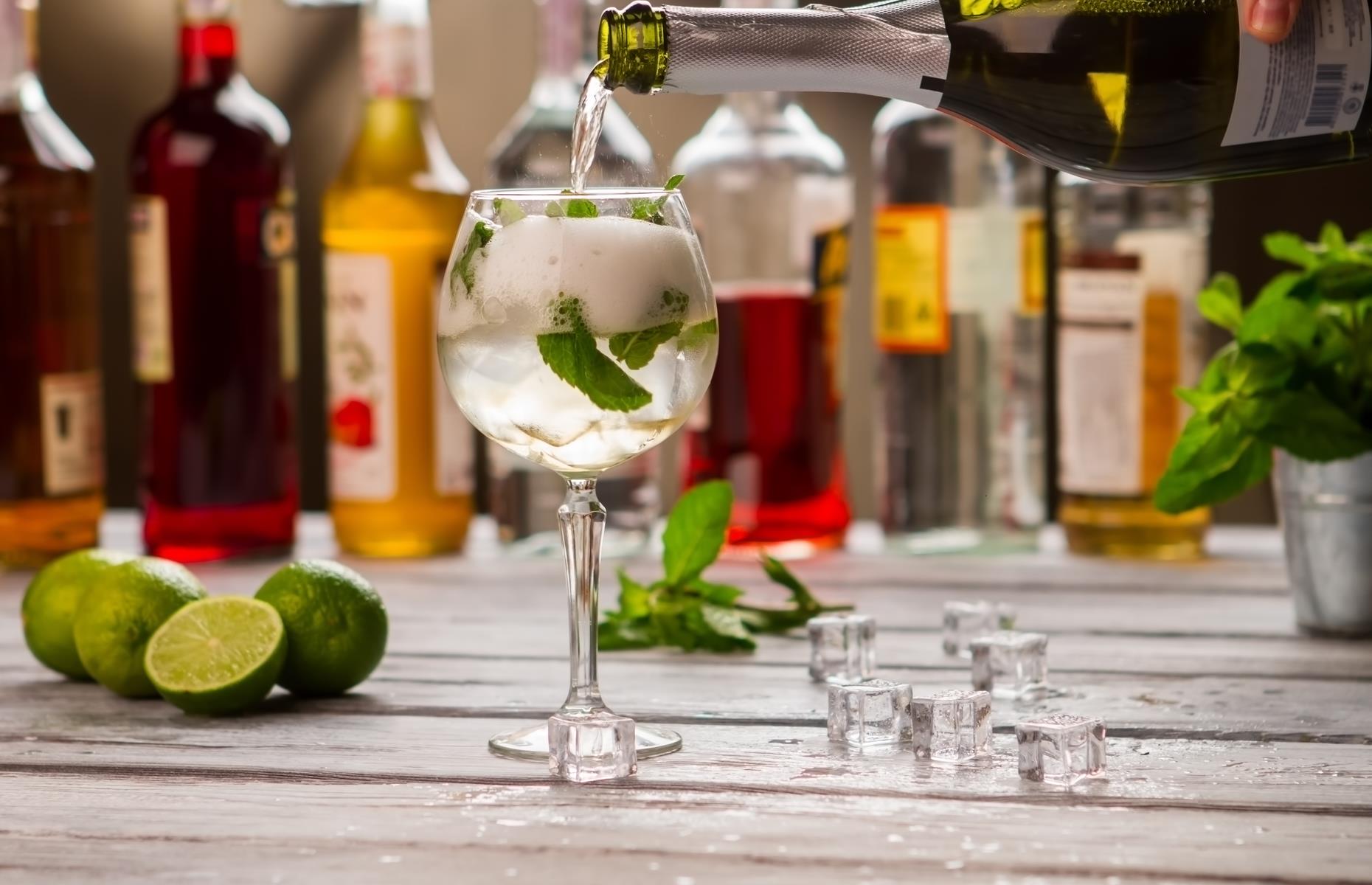 Gin and elderflower spritz