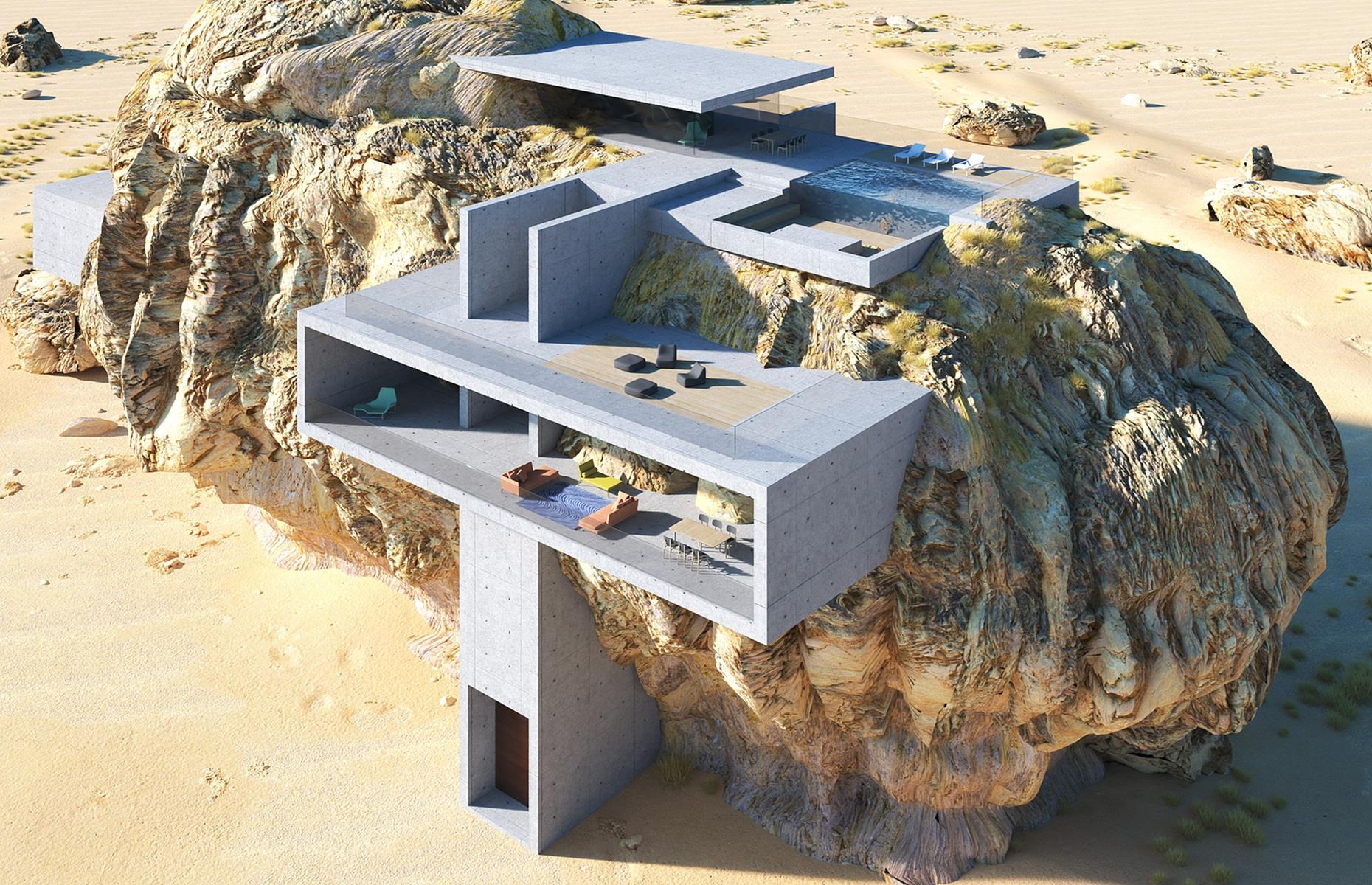 Casa dentro de una roca: Incrustada en la naturaleza