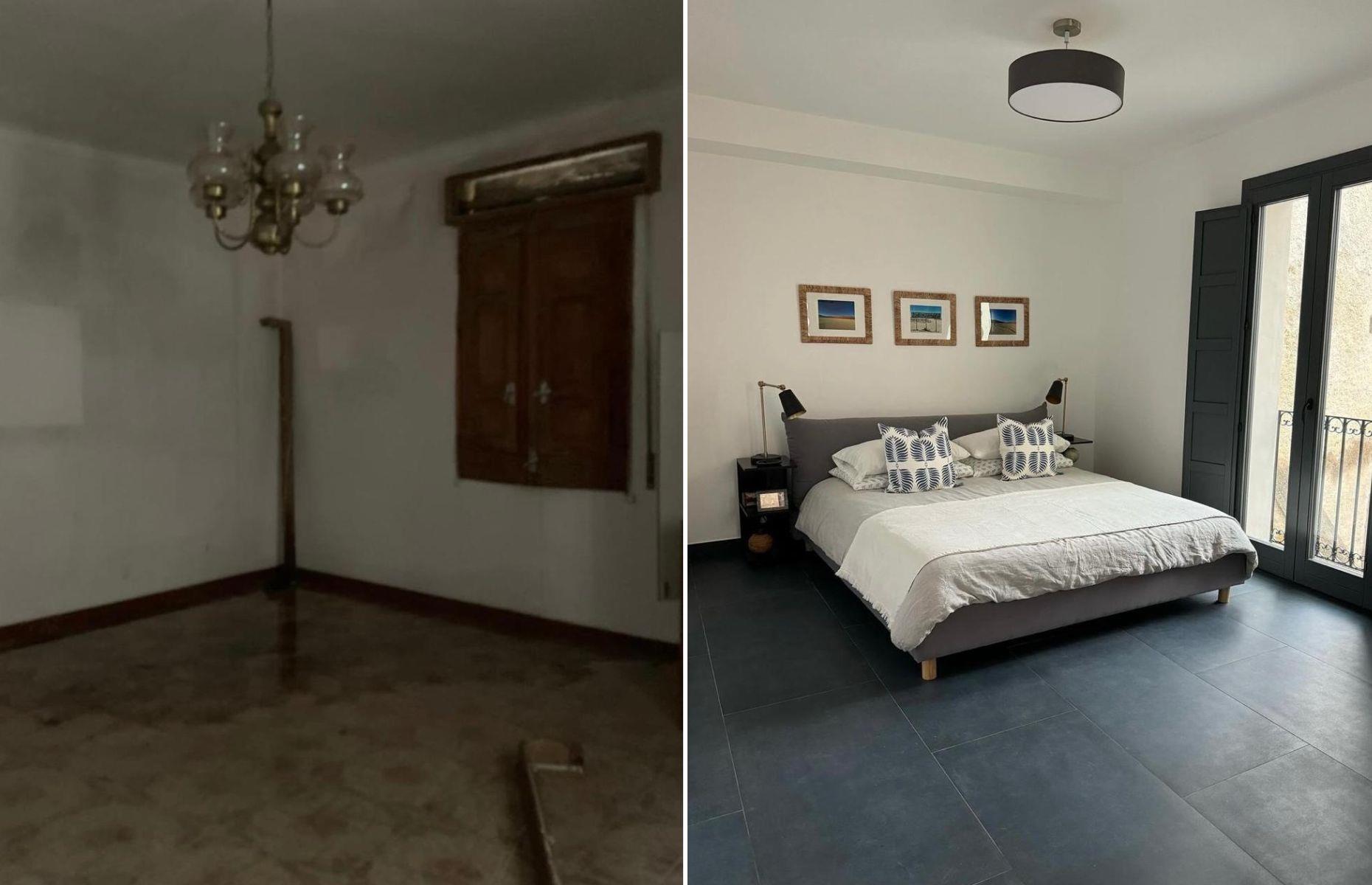 Antes y después: dormitorio de arriba