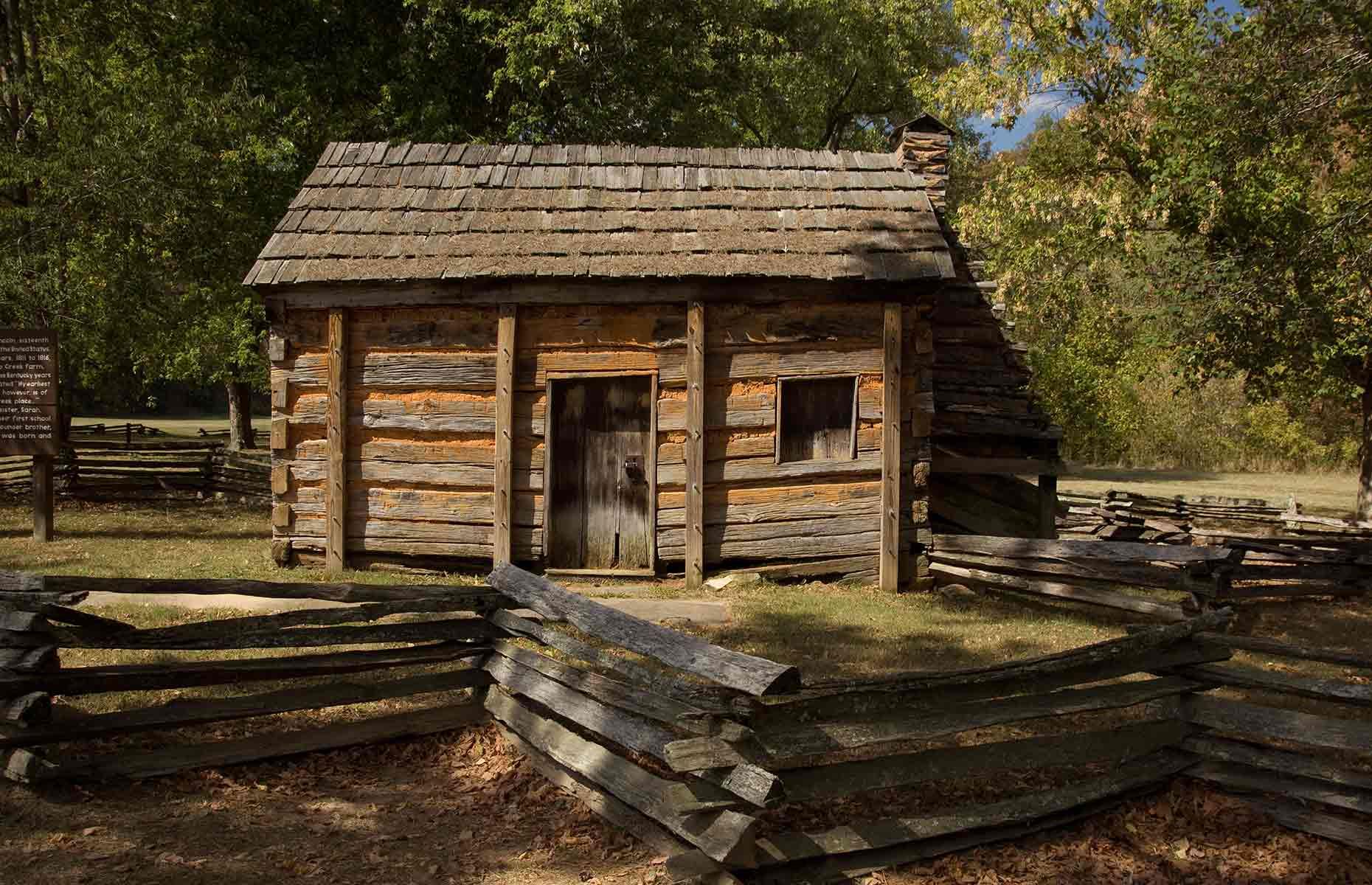 Abraham Lincoln's humble cabin on the Kentucky frontier