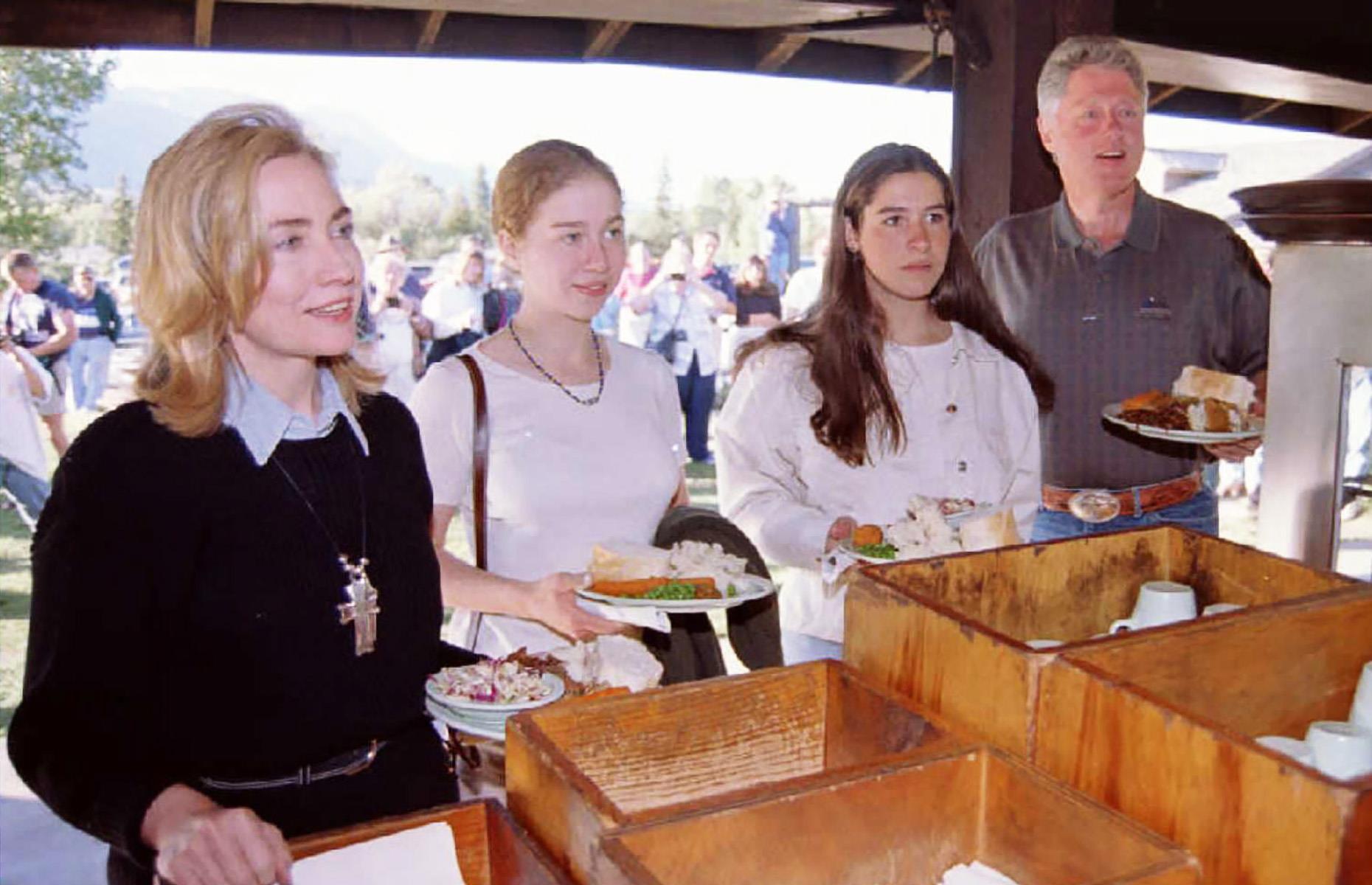 1990s: the Clintons on holiday in Jackson Hole, Wyoming