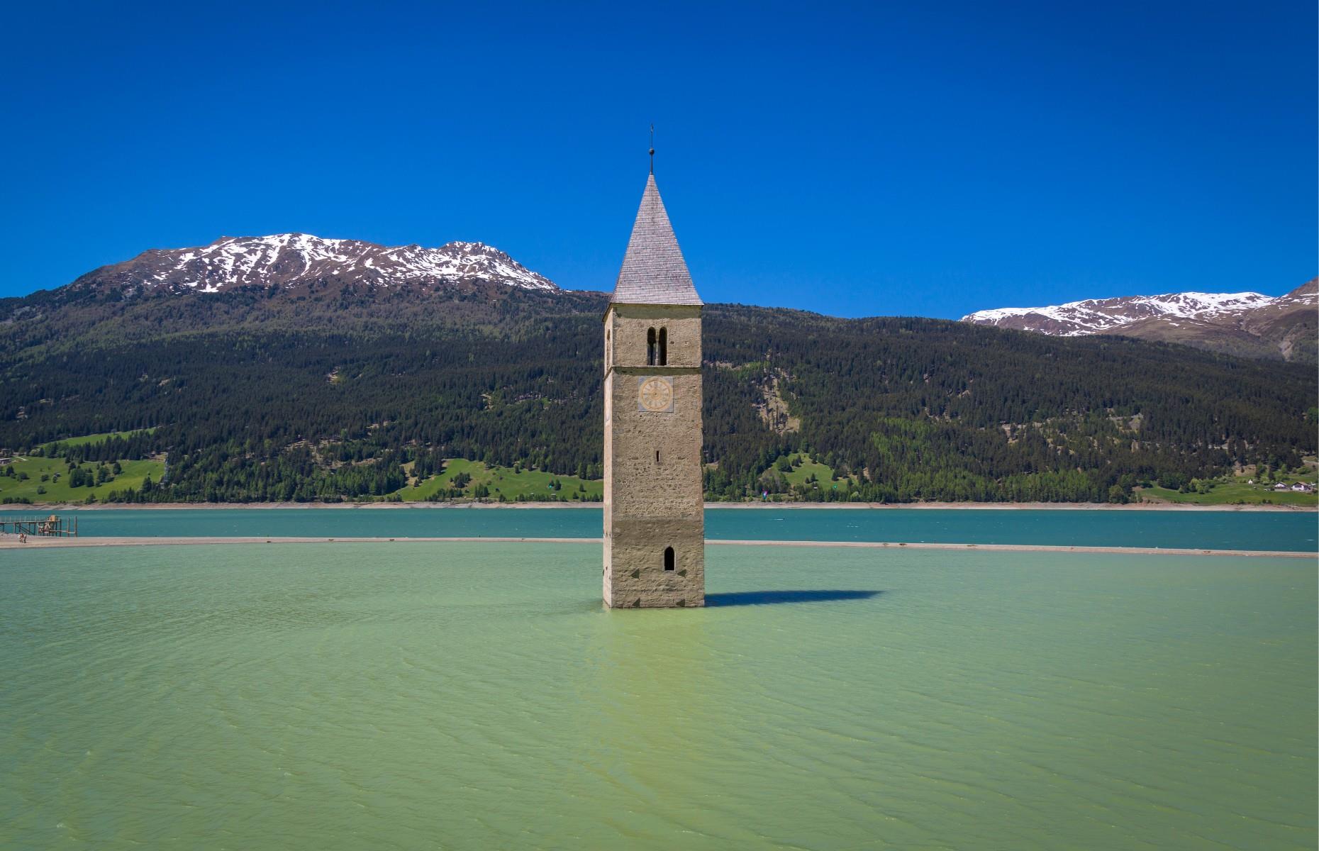 Church, Reschensee, South Tyrol, Italy