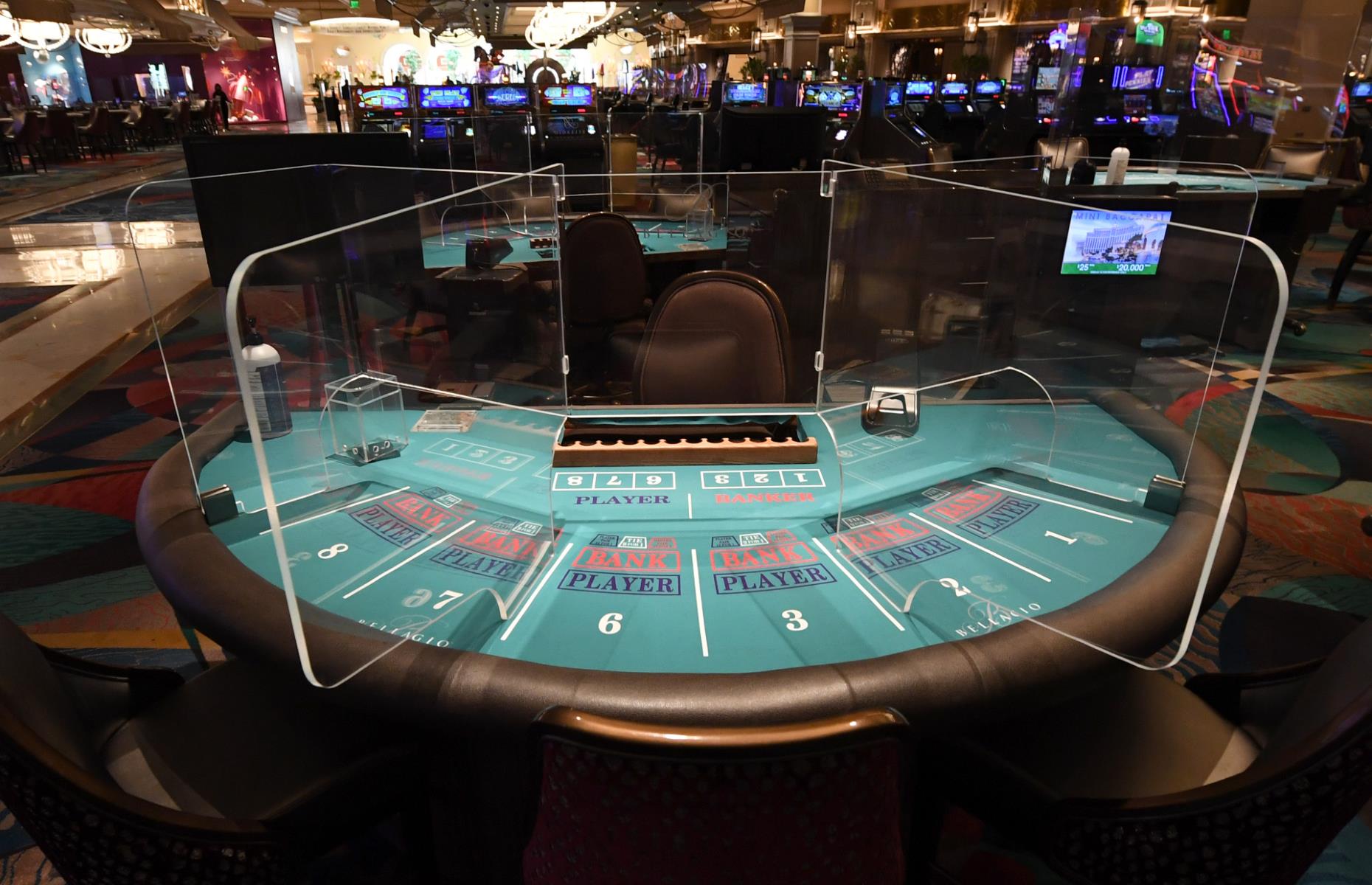 Las Vegas, Nevada: A casino equipped with plastic dividers