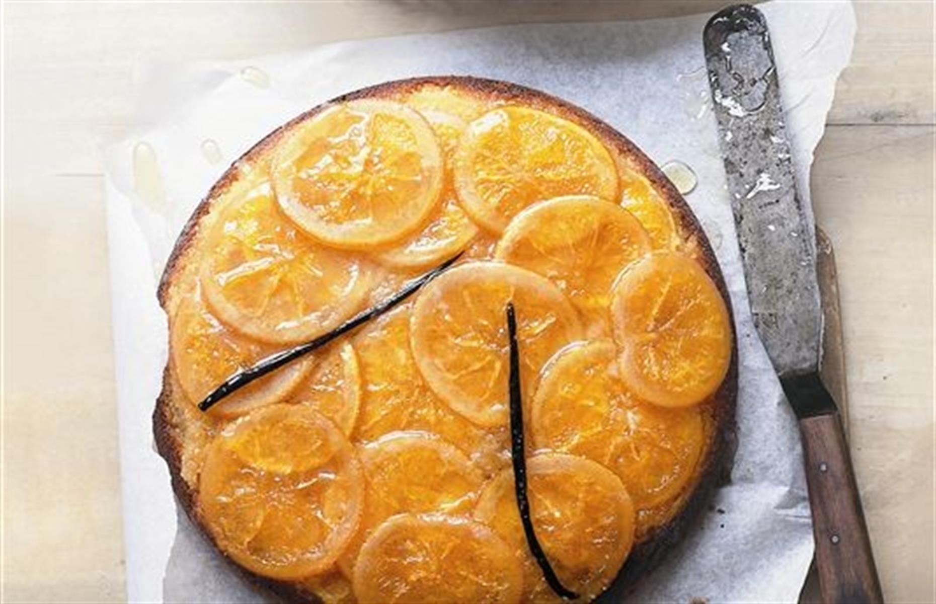Orange and vanilla upside-down cake
