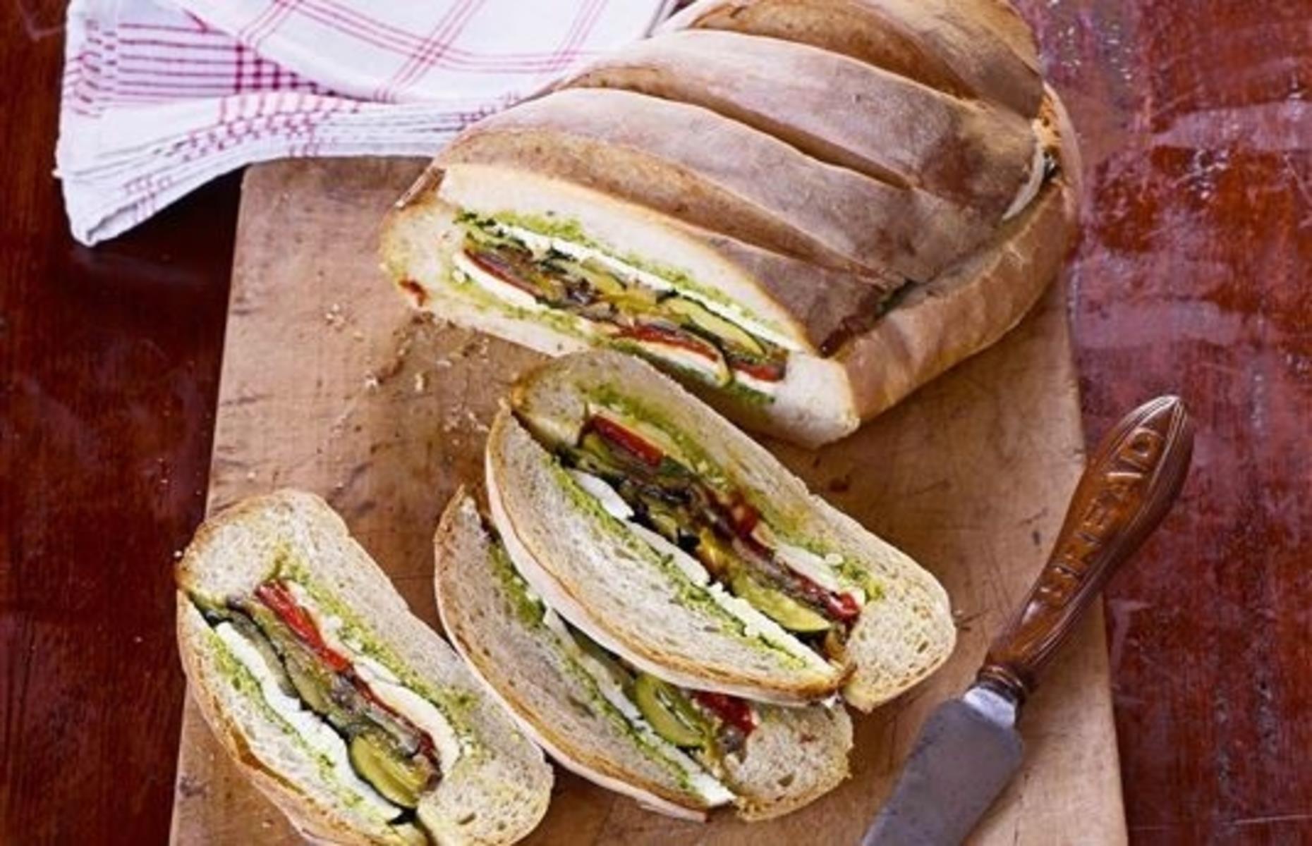 Grilled vegetable picnic loaf
